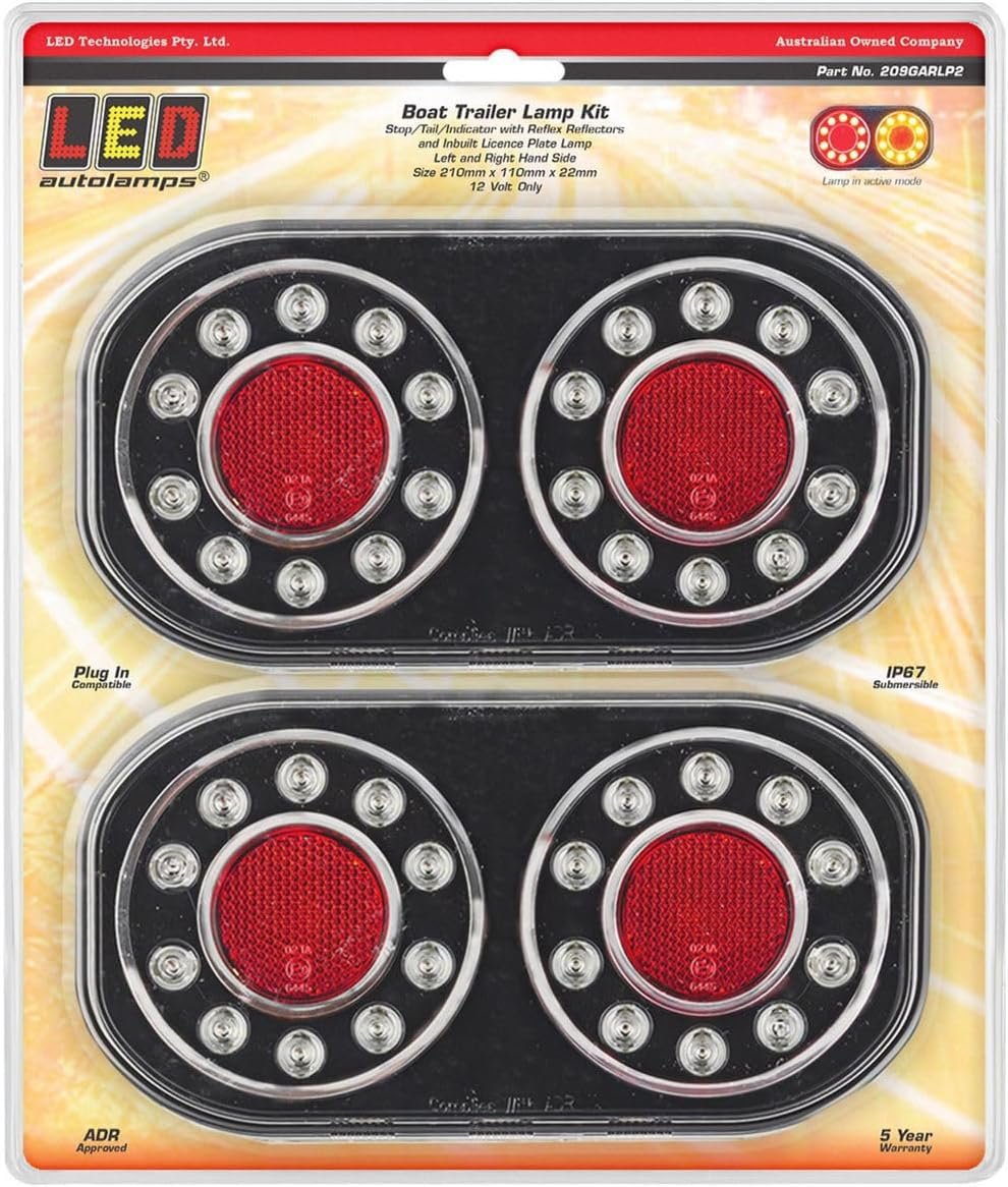 LED Autolamps 12V LHS/RHS Stop/Tail/Indicator/Licence Plate Lamp, 210 Mm X 110 Mm X 30 Mm Size image number 2