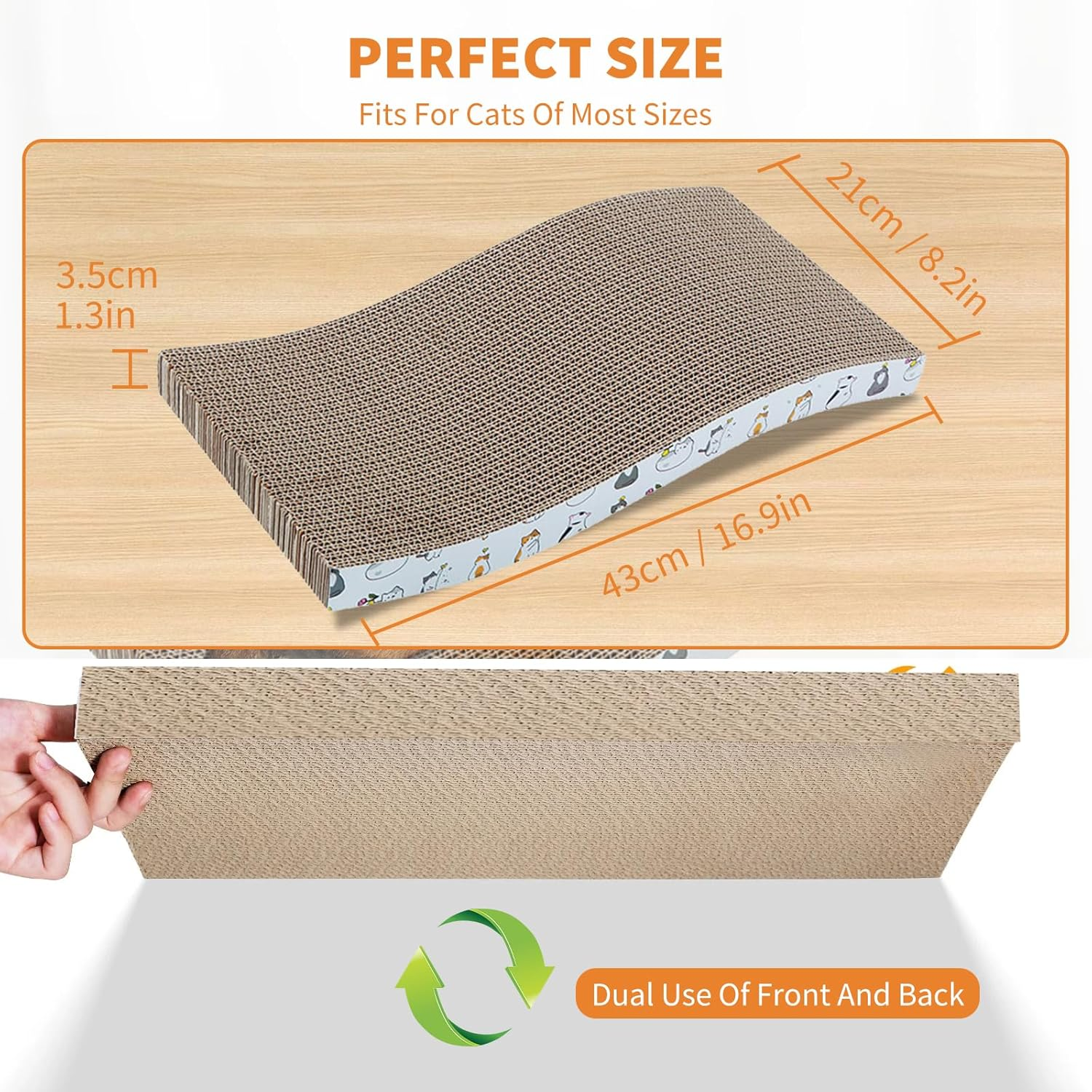 PETCUTE Cat Scratching Board, 3-In-1 Scratching Board for Cats with Premium Scratching Texture, Cat Scratching Board for Claw Care, Cat Scratching Mat, Scratching Board for Sleeping/Playing/Scratching image number 2