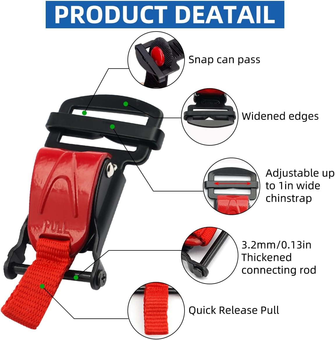 Helmet Quick Release Buckle Replacement Kit Compatible with Half, 3/4, Full Face Helmet image number 3