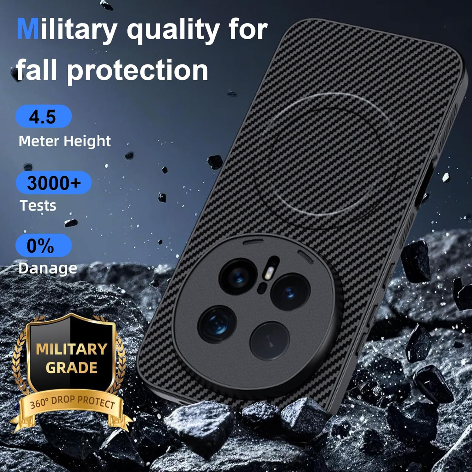 CAUHENYEE Case for Honor Magic 8 Pro 5G, Built-In Magnetic Ring, Non-Slip Hold, Shockproof and Scratch-Resistant, Magnetic Mobile Phone Case for Honor Magic 8 Pro 5G Case, Black image number 1