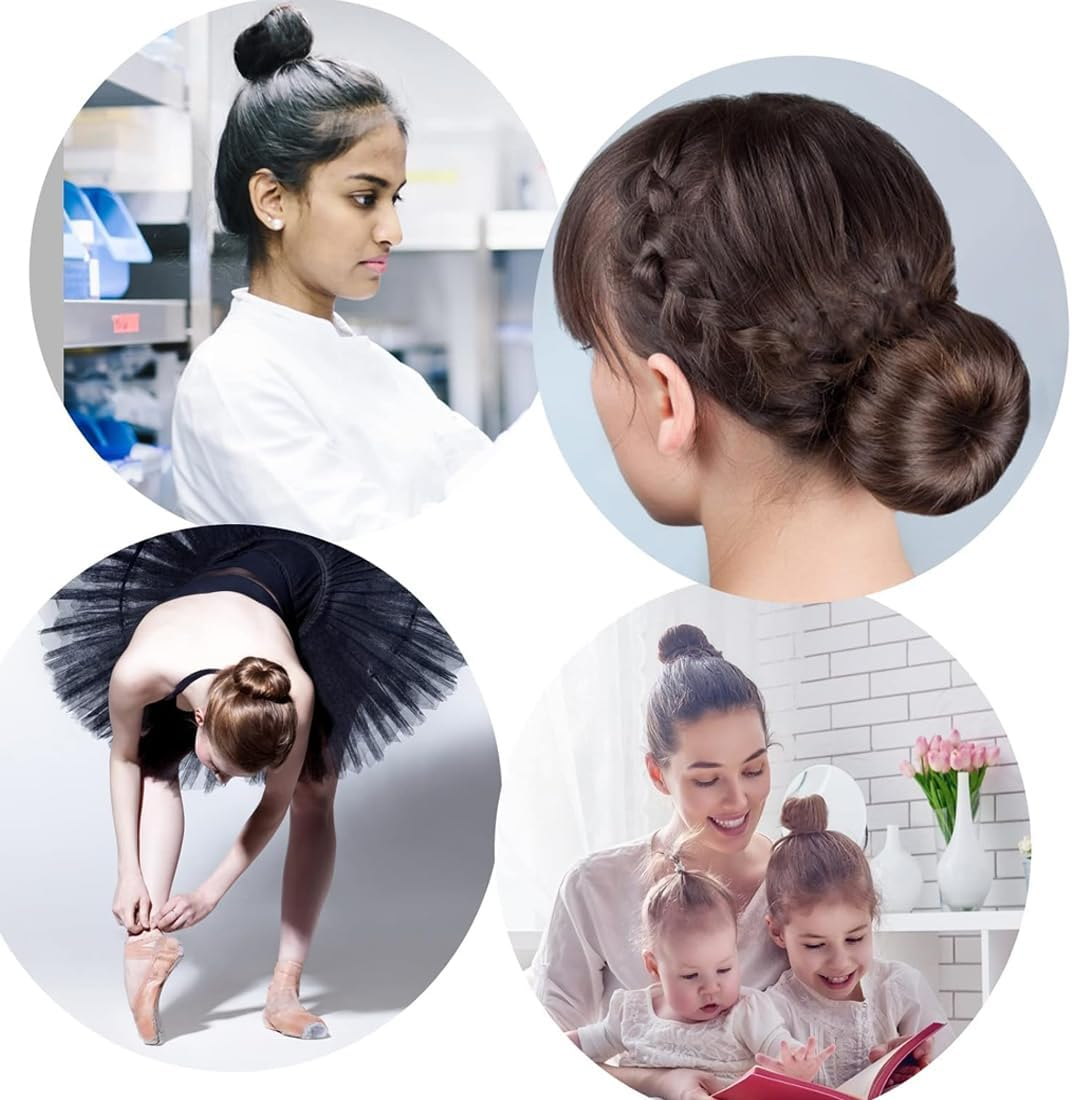 GHPKOTW Pack of 3 Braiding Aid Hair Girls and Women, Hair Knitting Tool Accessories, DIY Hair Styling for Long and Short Hair, Brown Doughnut Hair Bun Maker for Children Bun Hair