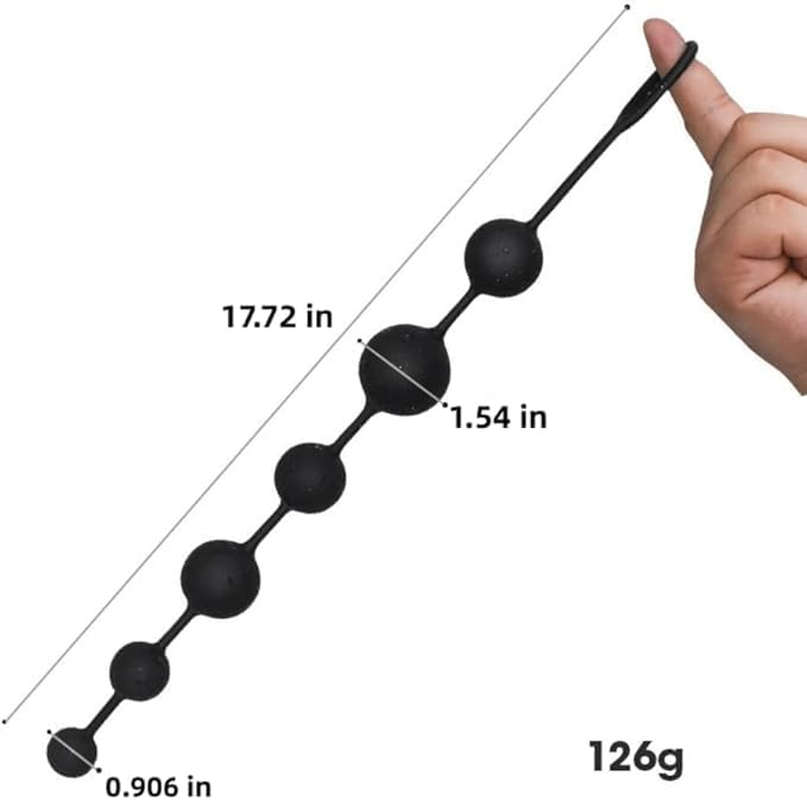 Silicone Anal Bead Butt Plug Anal Trainer Anal Chain with 6 Different Size Balls and Pull Roop for Adult Men Women Sex Factory image number 2
