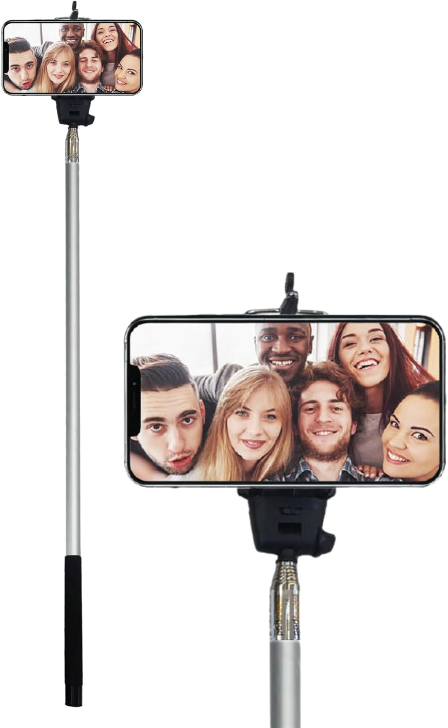 Laser Bluetooth Selfie Stick with Adjustable Phone Holder, Extends to 100Cm, Built-In Shutter Button, Micro USB Rechargeable, Spring Lock, Fits 5Cm to 8Cm Phones, Ideal for Travel and Group Photos image number 4