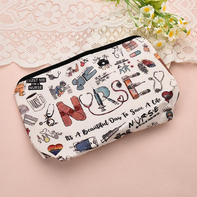Nurse Cosmetic Bag Inspirational Graduation Gifts for Nursing Students Staff Nurses Week Birthday Appreciation Gifts for RN Nurse Coworker Friend Travel Makeup Bags image number 5