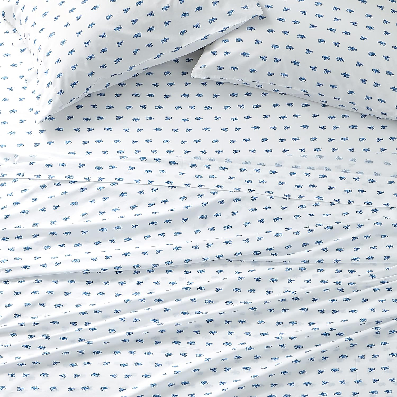 Nautica - King Size Sheets, Cotton Percale Bedding Set, Crisp & Cool, Coastal Bedding Set (Cloyster Blue, King) image number 6