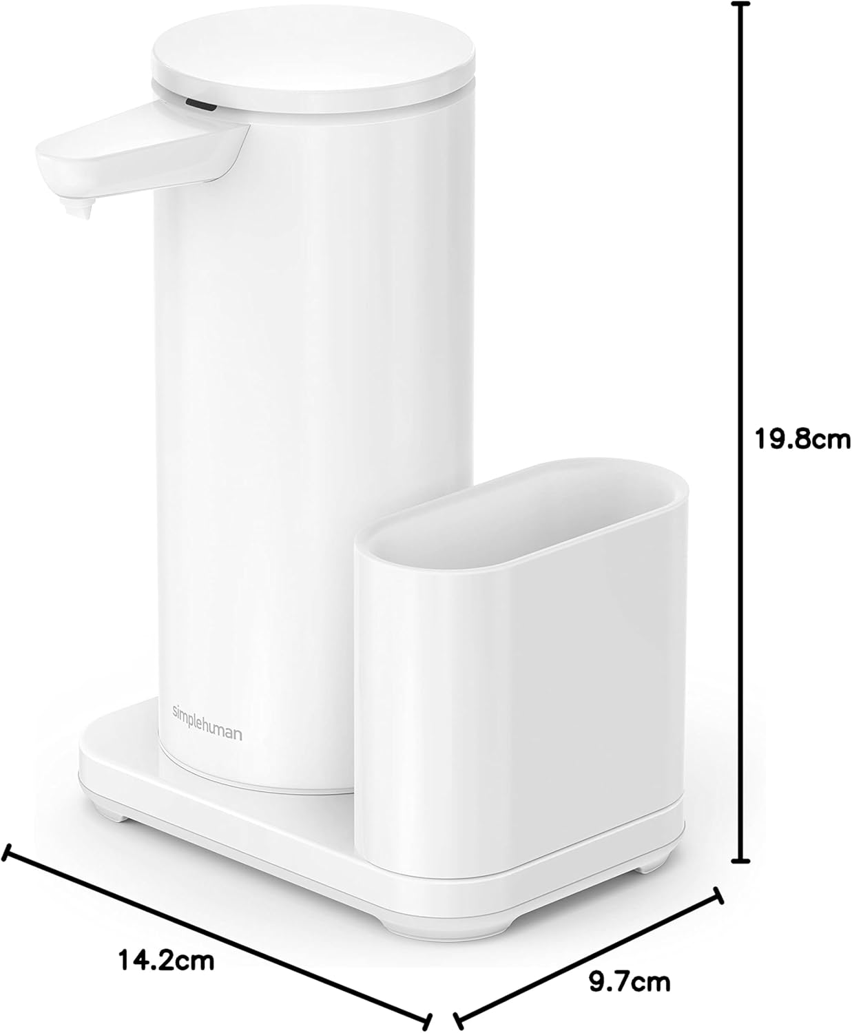 Simplehuman Rechargeable Automatic Soap Dispenser 466 Ml with Sponge Caddy &ndash; Touch-Free Sensor Pump for Dish Soap ST1081