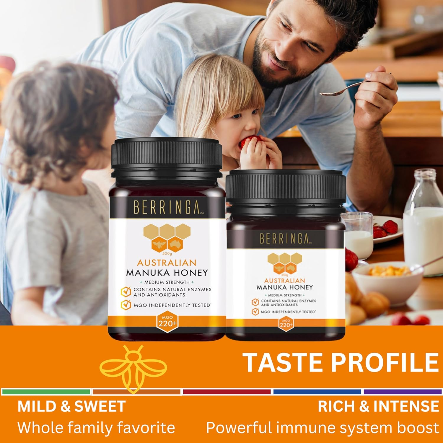 BERRINGA Bioctive Australian Raw Super Manuka Honey MGO 220+ 500G - 100% Pure Independently Tested, Certified, Traceable with Natural Enzymes, Antioxidants, Genuine Natural Superfood, Non GMO image number 3