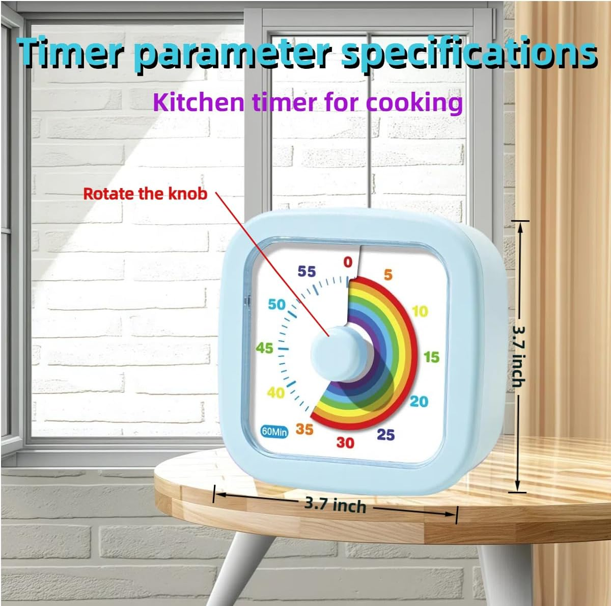 Kids Visual Timer Cute Rainbow - 60 Minute Countdown Timer Time Management for Kids and Adults, Timer for Cooking Classroom Meeting (Blue) - Purple image number 2