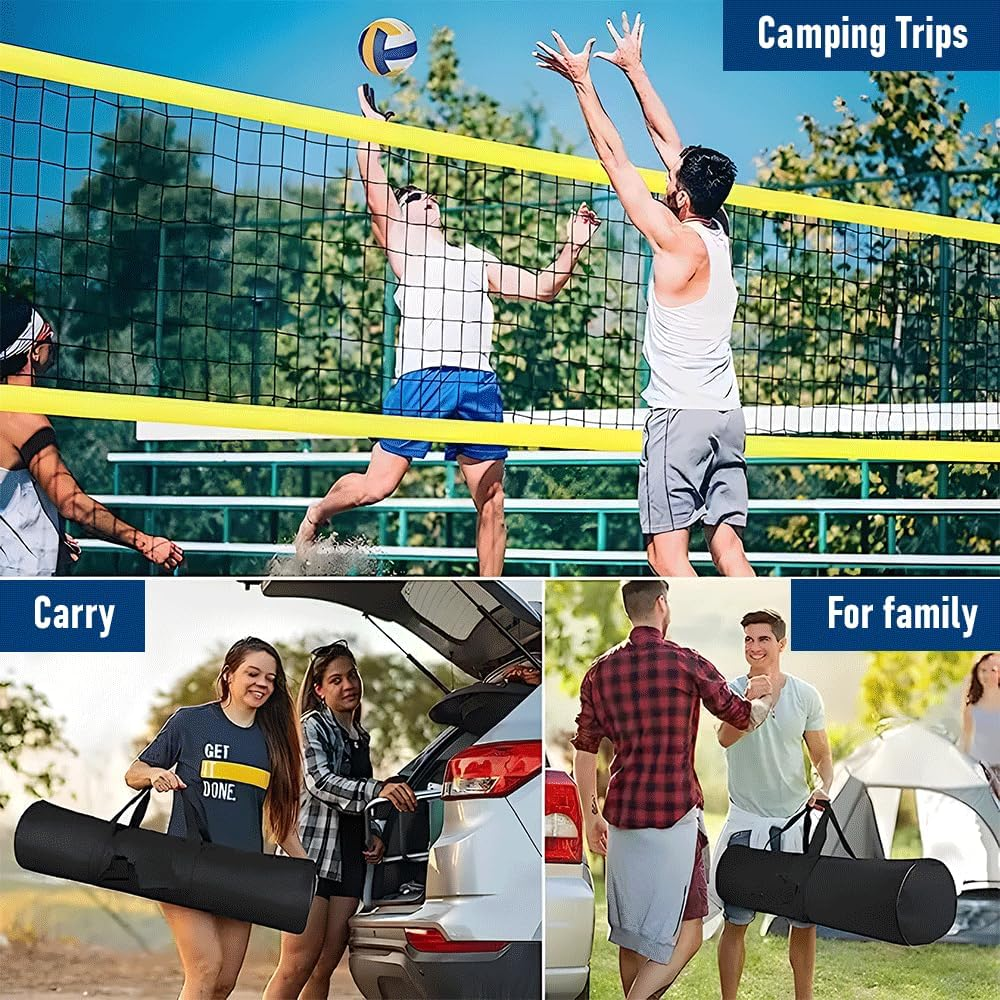 Portable Volleyball Net Set Outdoor Portable Volleyball Net System for Beach Backyard, Kids Adults Volleyball Net Set with Adjustable Height Poles, All in One Carry Bag