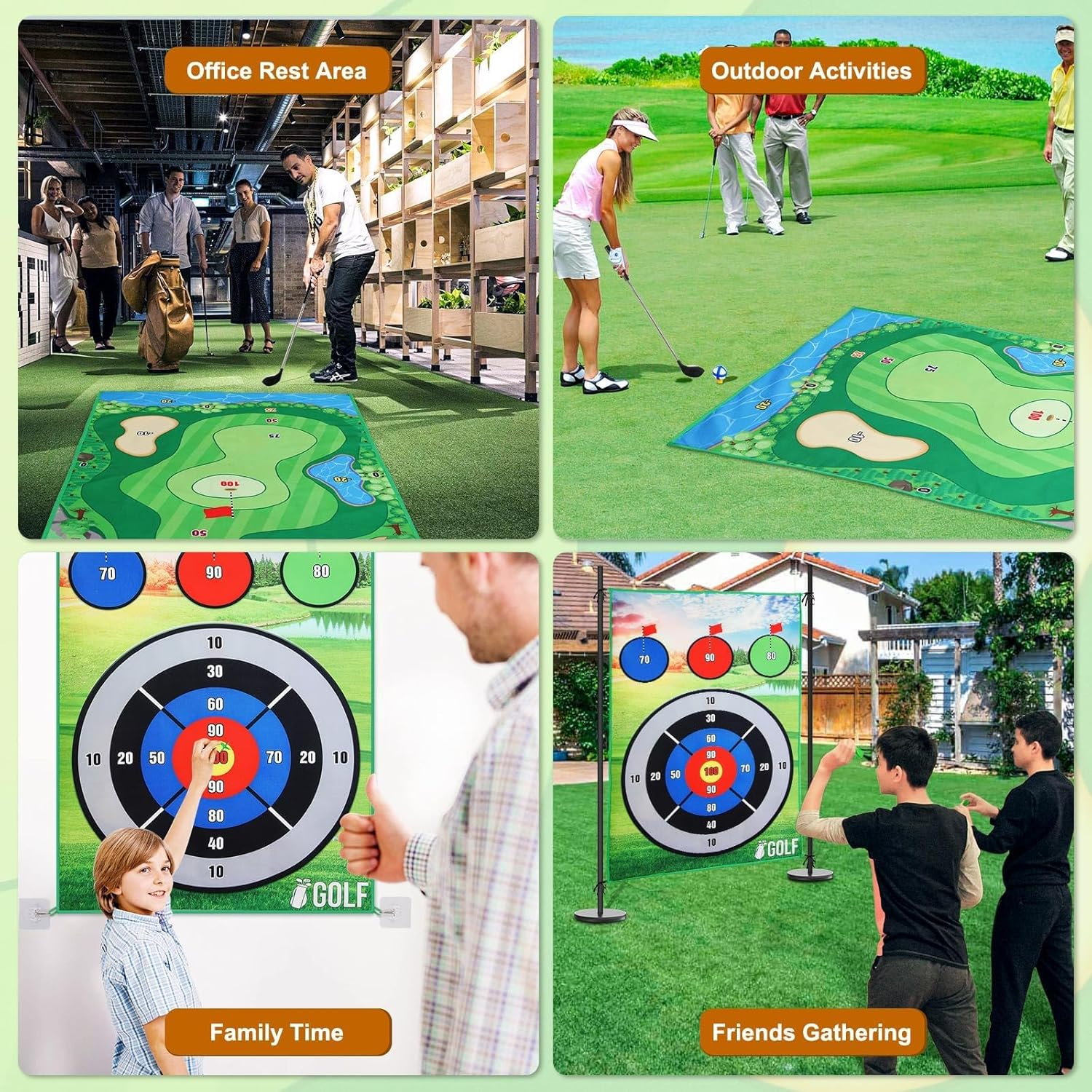 Golf Game Golf Chipping Game, Double Sided Golf Game & Golf Hitting Mat plus for Kids Adults, Indoor Golf Games Practice Mat with 20 Sticky Balls And10 Darts image number 2