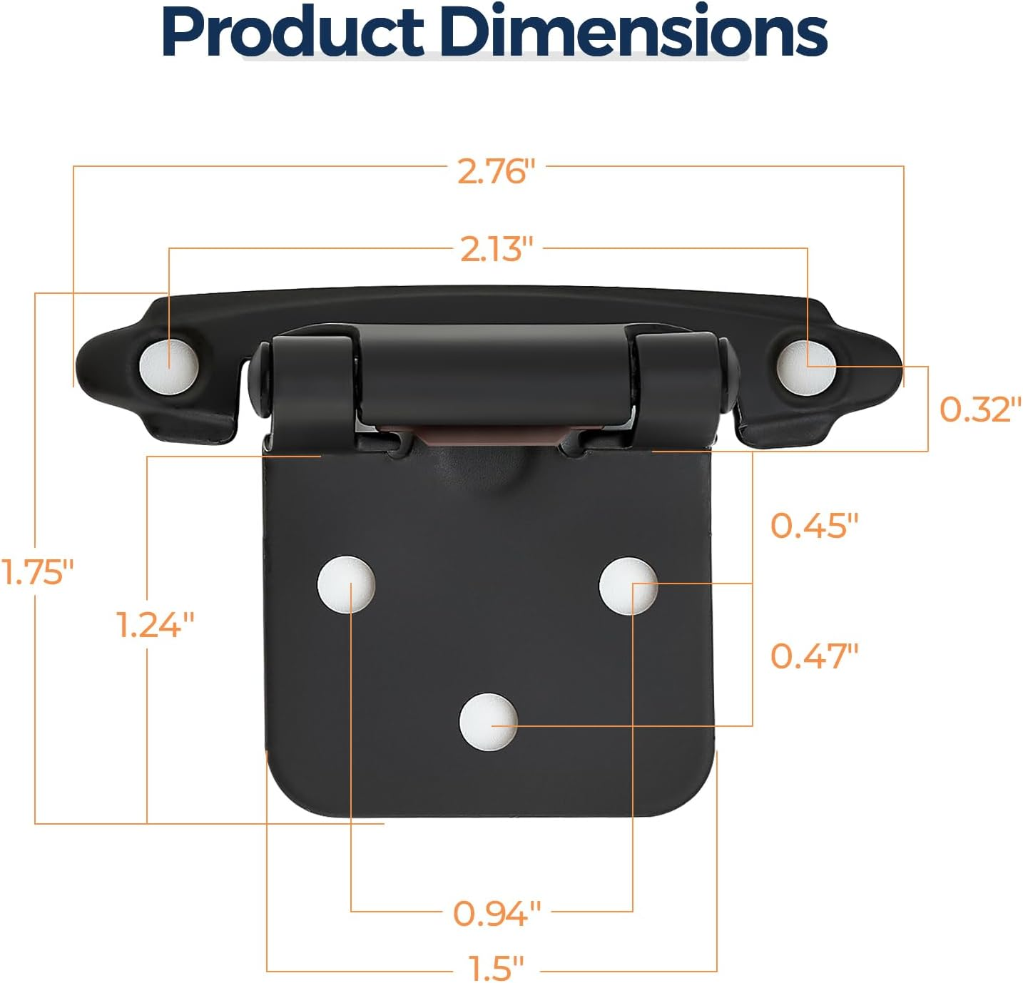 Home Expert 30 Pack (15 Pairs) Matte Black Cabinet Hinges for Kitchen Doors, Self-Closing, 1/2 Inch Overlay (Variable), Semi-Concealed Face Frame, Surface Mount Cabinet Hardware - 50, Gold image number 7