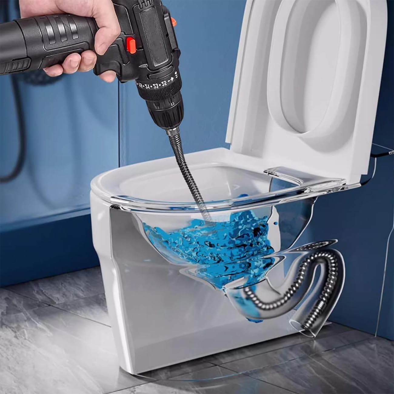 Drain Auger Cable 16 Ft Flexible Plumbing Snake Clog Remover with Drill Connector Plumbing Pipe Drainage Cleaning Cable Drainage Auger Snake Unclogging Clogged Sewer Pipes（Excluding Electric Drills） image number 5