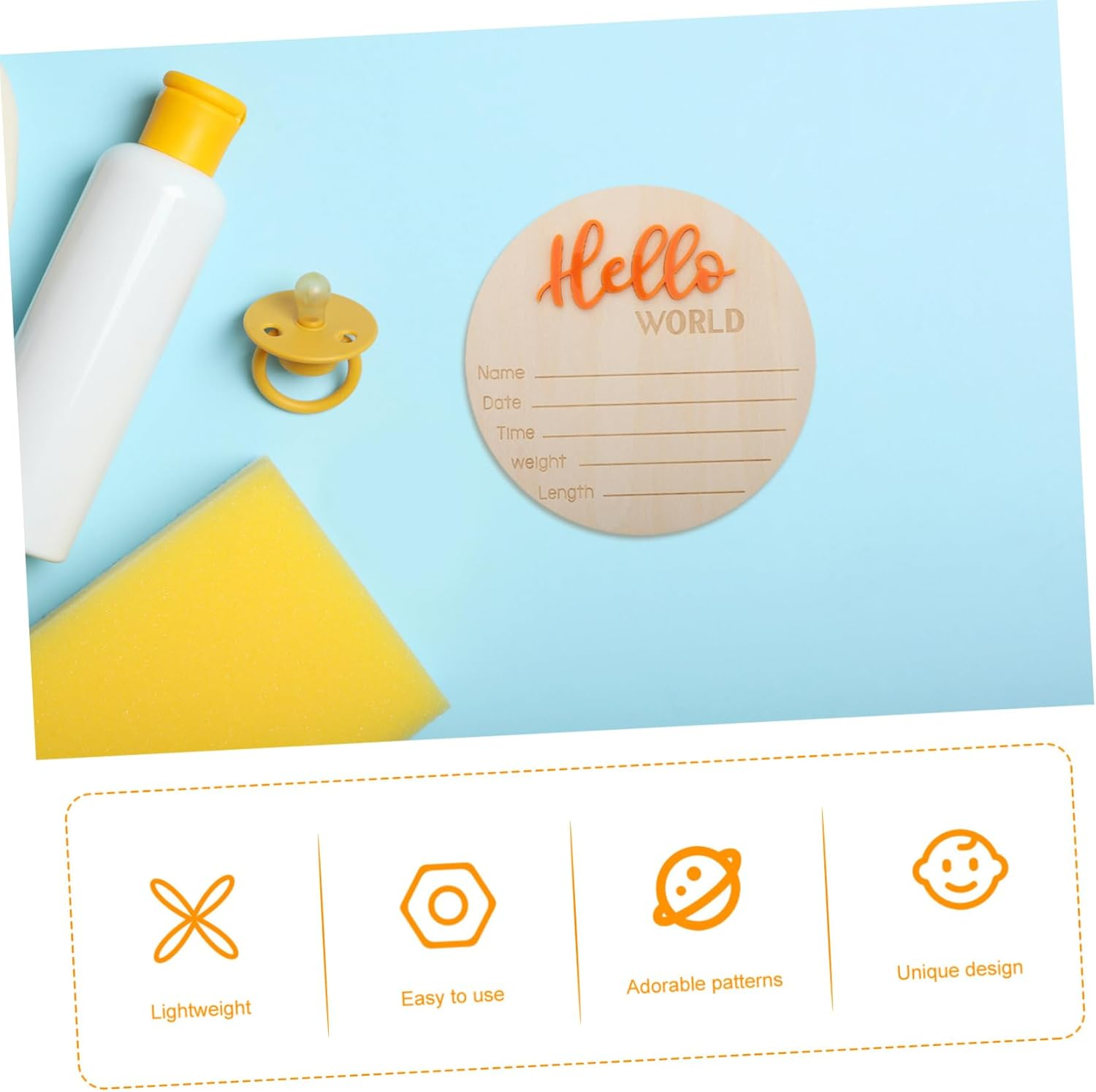 Wooden Birth Sign Card Welcome Sign for Newborn Shower Announcement Board Name Plate Craft Props for Boy Girl image number 6