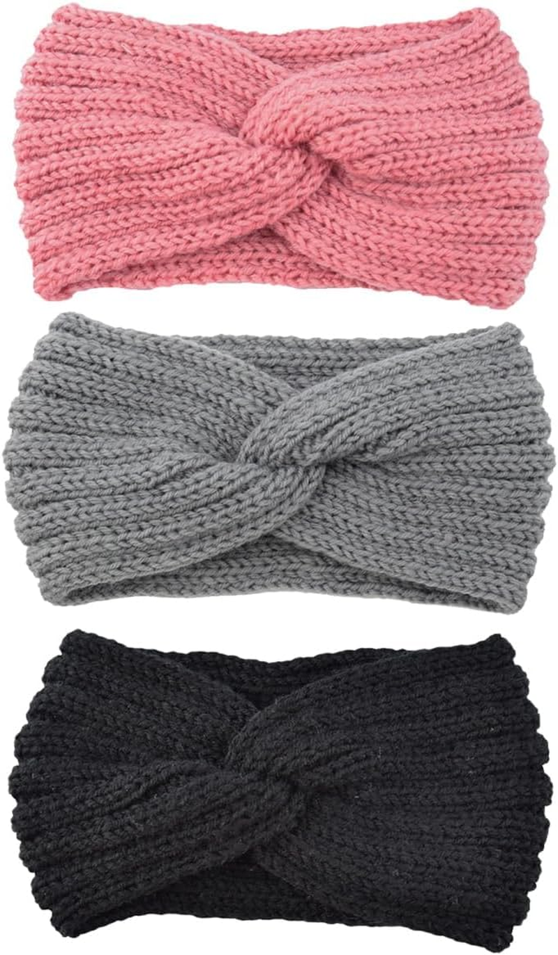 TSUOUKL 3Colors Headband Children Girls Headband Women'S Winter Knitted Headbands Knitted Headband Ear Warmer Elastic Autumn and Winter Versatile Women image number 4