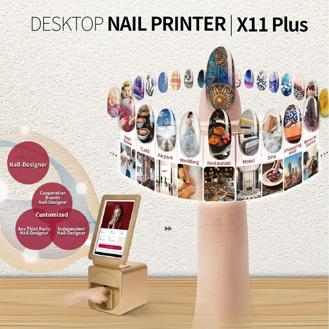 3D Smart Nail Printer Nail Printing Robot Desktop Nail Printer Digital Mobile Nail Art Stamping Printer with 10.1 Touch Screen 3D Nail Printer Machine Support Wifi/Diy, Beauty & Personal Care image number 3