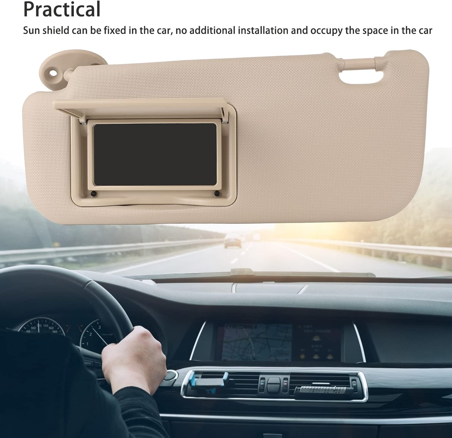 Side Sun Visor, Left Driver Side Sun Visor, Car Sun Visor with Vanity Mirror, Sun Shield Sunvisor Replacement for Levin14 to 19, Eye, Safe Driving