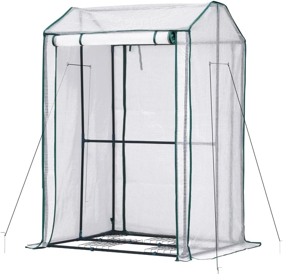Green Fingers Mini Greenhouse PE Cover Green House Zippered Door 1.0X0.8X1.5M