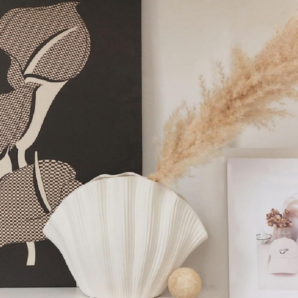 Nordic Style Shell Shaped Ceramic Vase Home Decor Tabletop Artificial Flower Plant Holder Tableware Flower Arrangement A