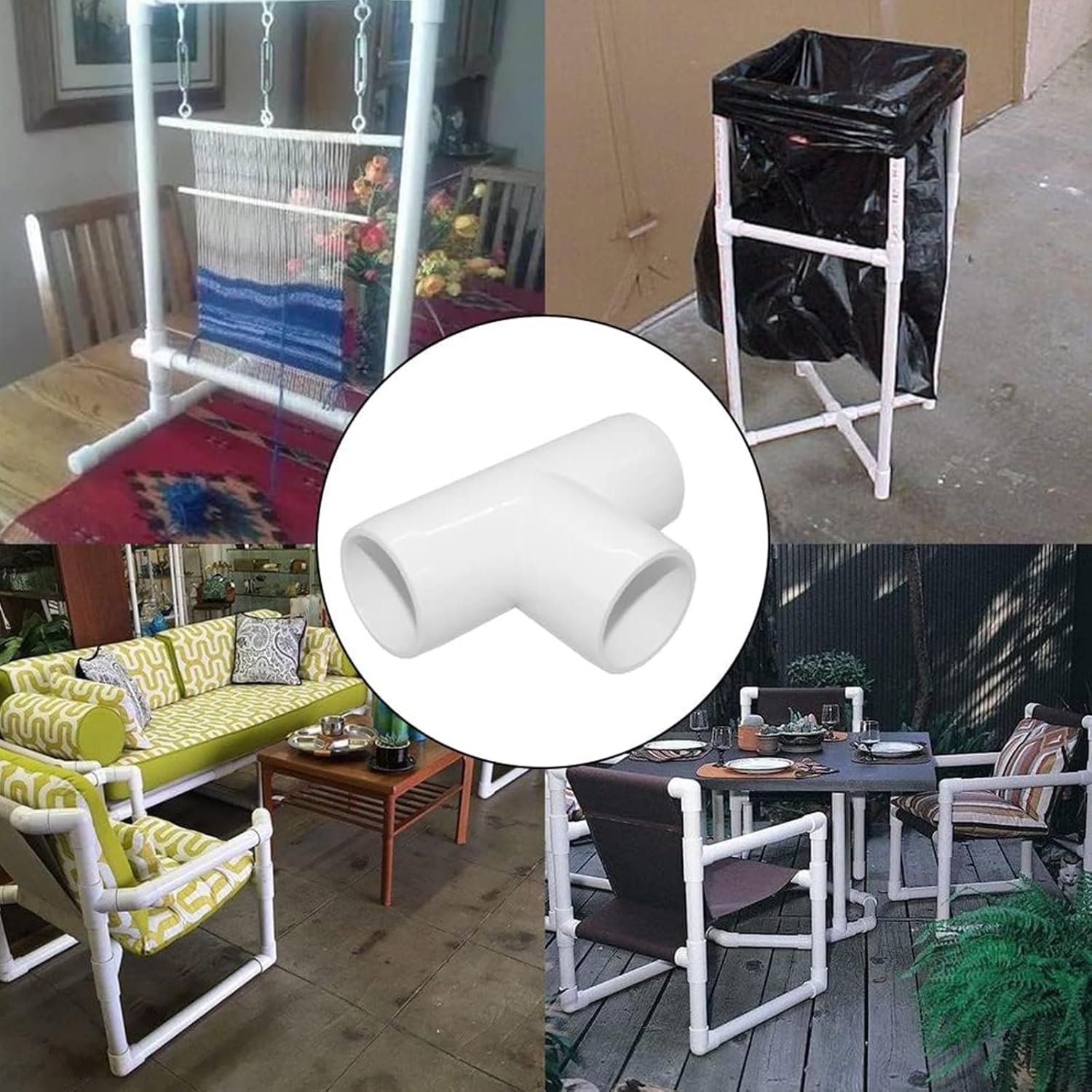 12 Pack 3-Way Tee Connector, 20 MM/0.79" PVC Pipe Fittings for Plumbing, Water Distribution, and Home Improvement