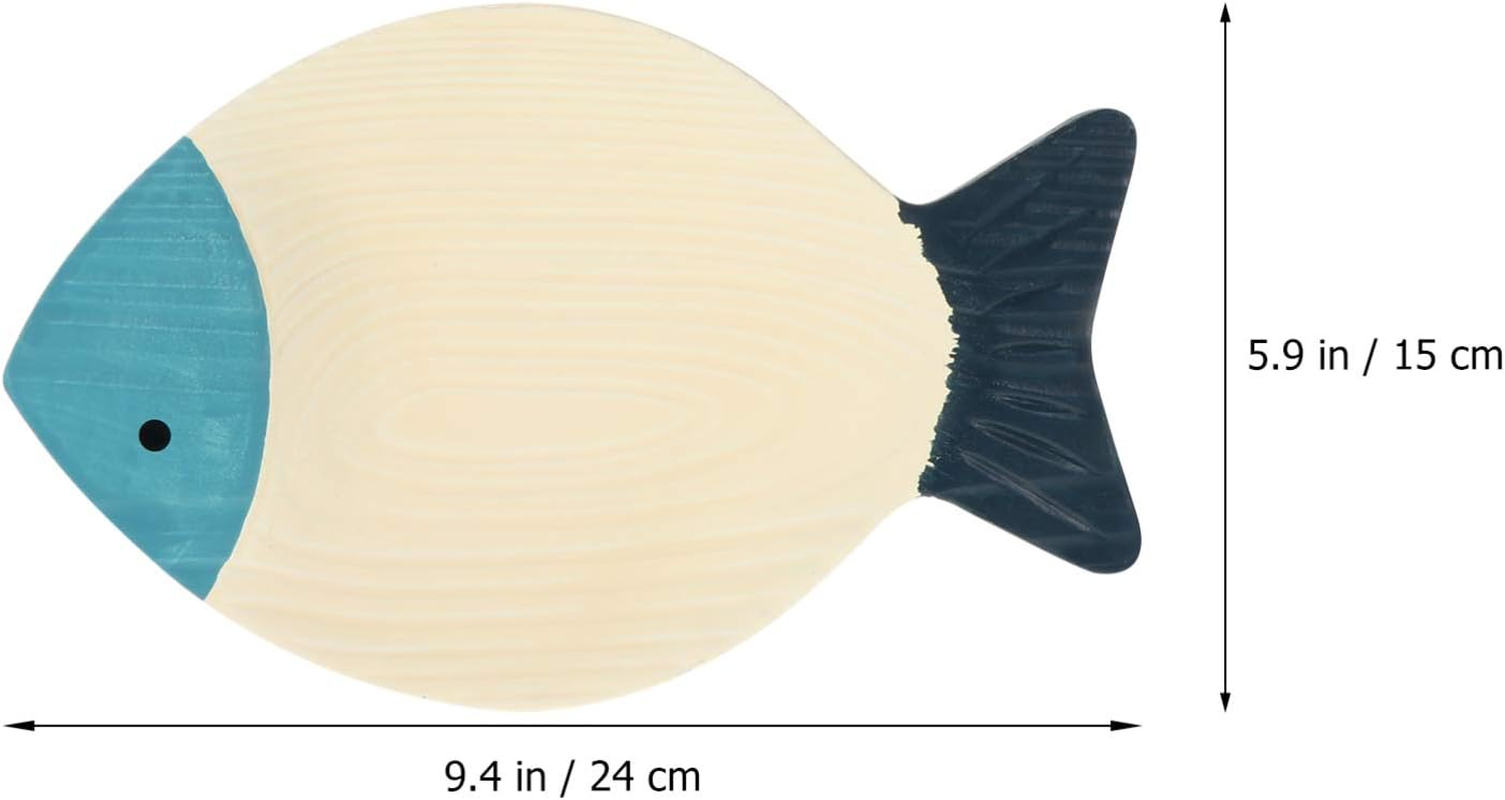 TOPPERFUN 2Pcs Small Fish Wall Hanging Decoration Fish Shaped Hanging Pendant Wall Art Decor for Home Ornament Wood Ornaments for Living - Sky-Blue image number 2