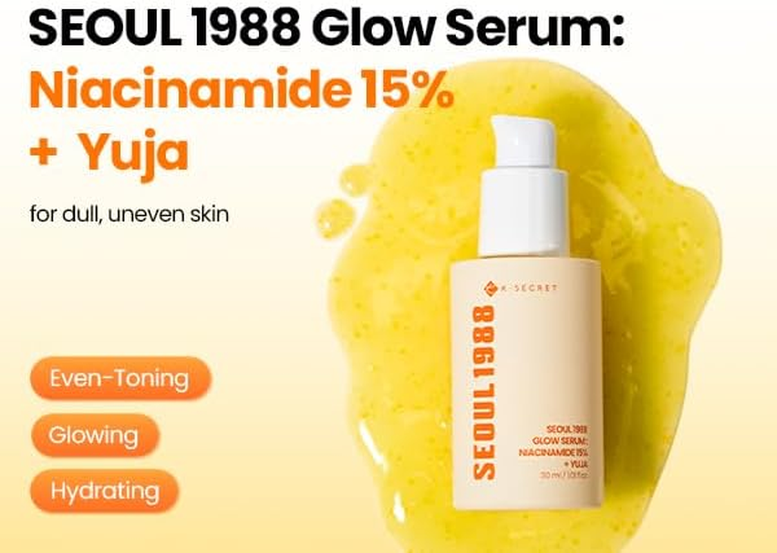 K-SECRET SEOUL 1988 Niacinamide Glow Serum &ndash; Formulated with 15% Niacinamide and Yuja | Hydrating Facial Serum for Dark Spots, Uneven Skin Tone | Korean Skincare, 30Ml / 1.01 Fl Oz