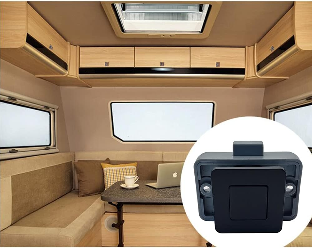 6 Packs PUROCEAN Metal Push Button Latch Square RV Push Button Catch (Black)