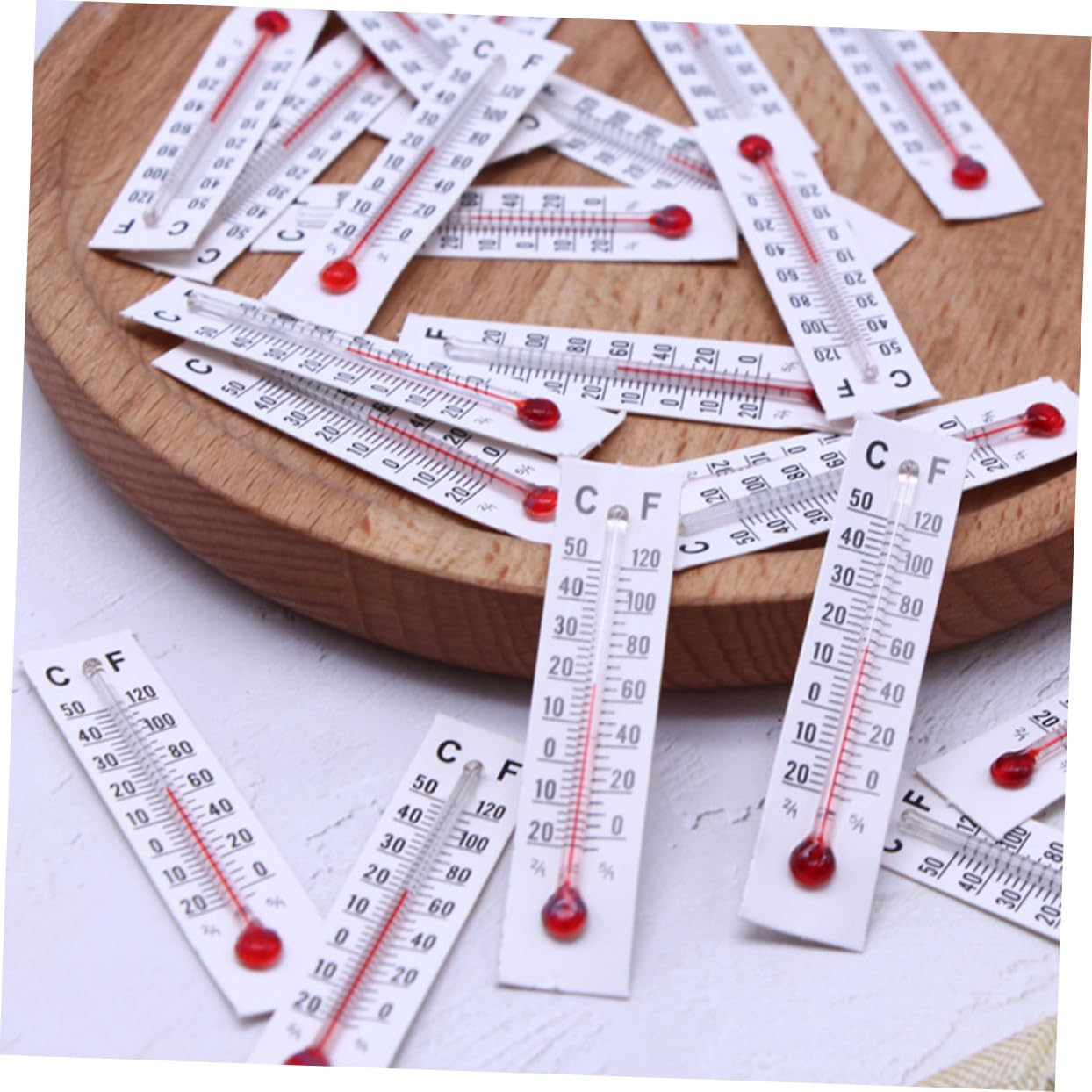 STAHAD 25Pcs Miniature Thermometer Model Plastic and Paper Temperature Gauge Figures Smooth Surface for Pretend Play Bedroom Decor Micro Landscaping Props image number 2