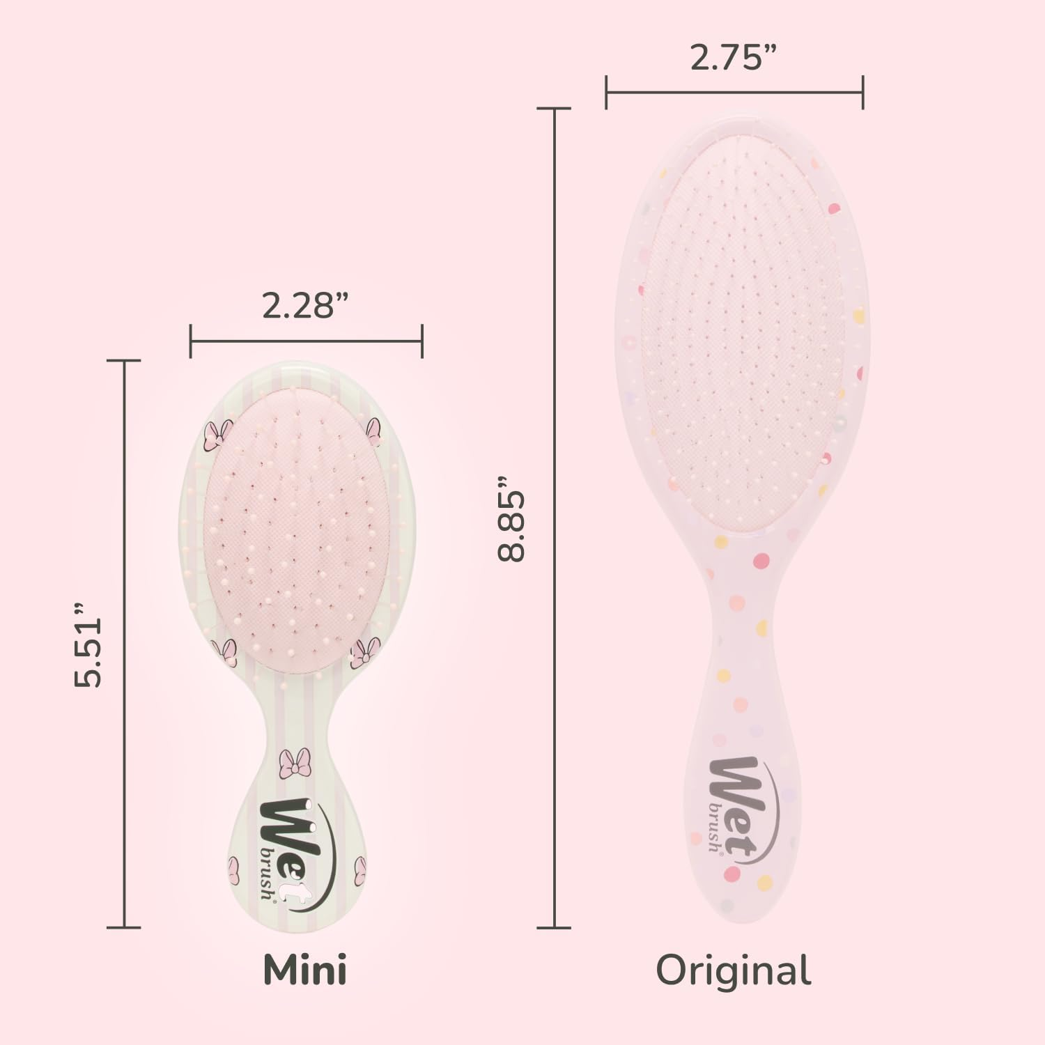 Wet Brush Hello Disney Minnie Mouse - Detangling Travel Hair Brush - Ultra-Soft Intelliflex Bristles Glide through Tangles with Ease - Mini Hair Brush - Pain-Free - All Hair Types, Limited Edition