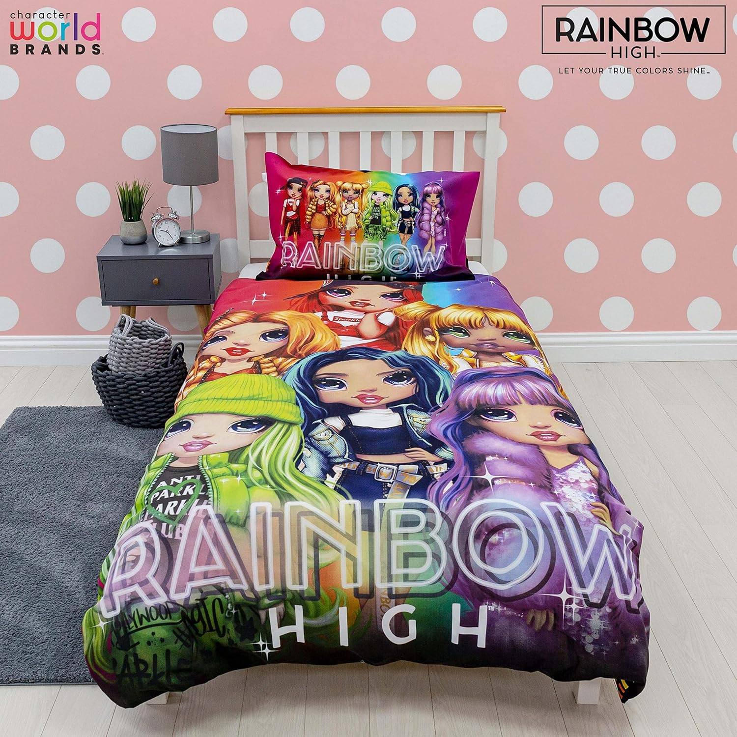 Rainbow High Glow Single Duvet Cover Set/Doona - Multicolour - Polycotton image number 3