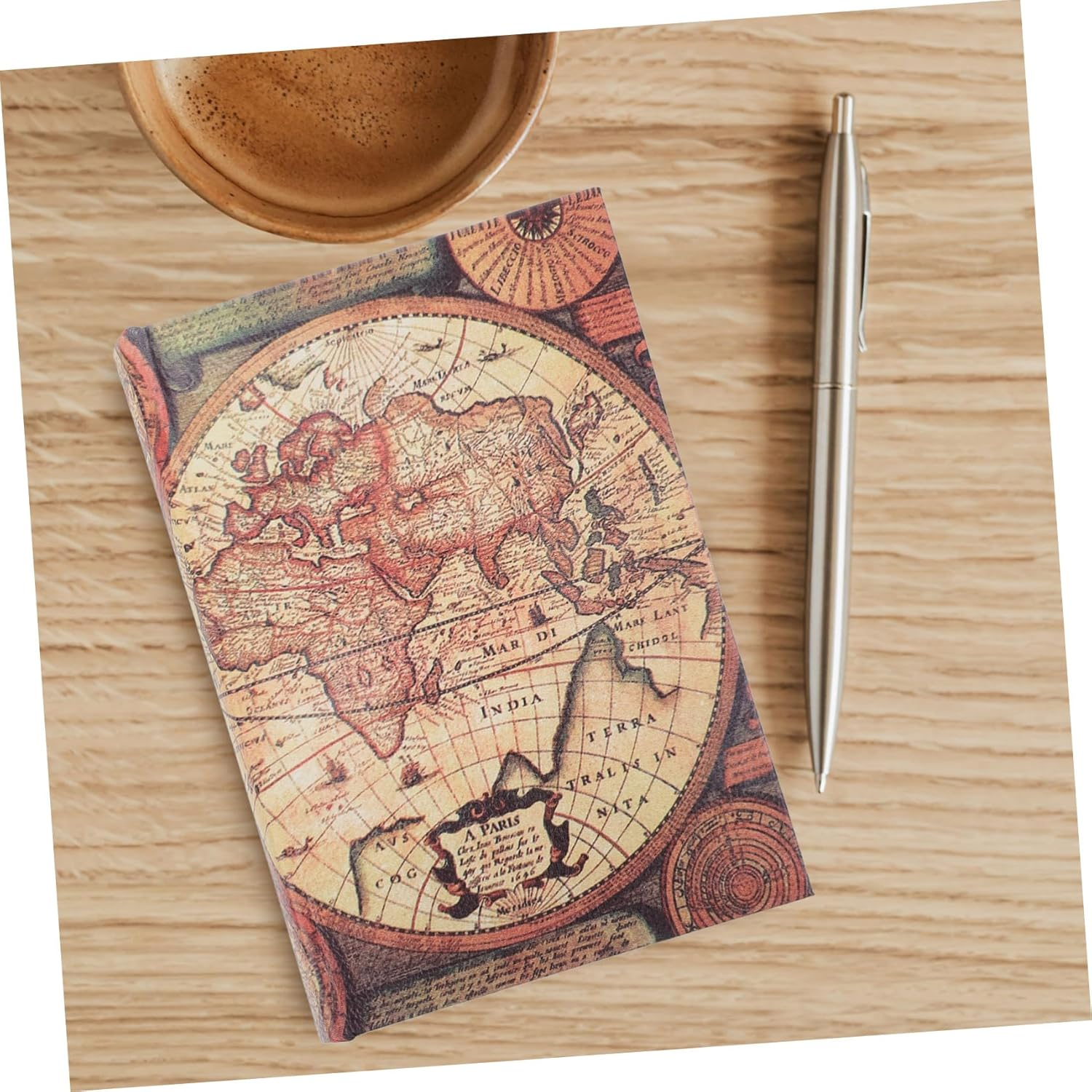 Mobestech Retro Faux Book Box Small Rectangular Trinket Storage Organizer Vintage Map Style False Book Keepsake Container for Home Office Shelf image number 2