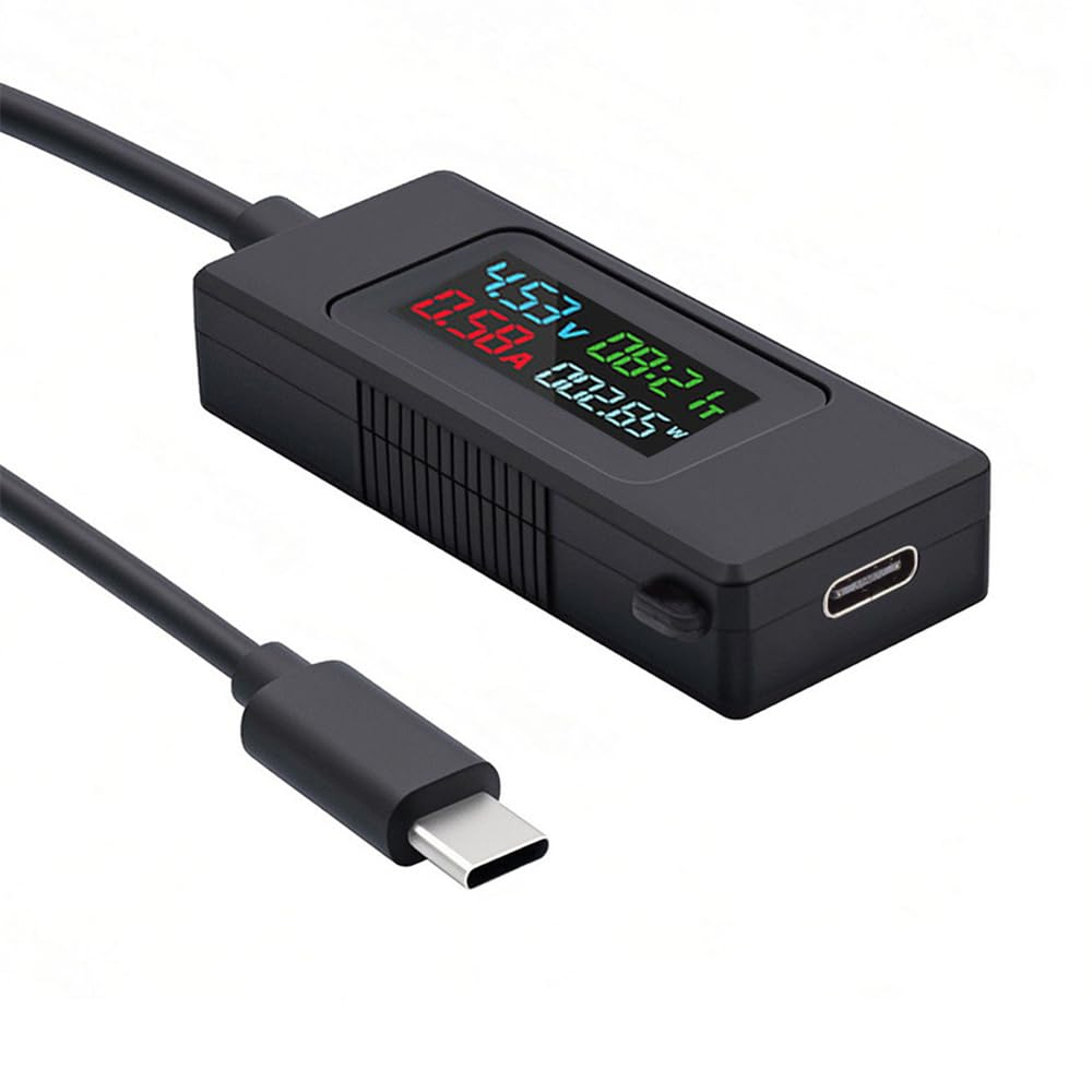 NFHK Adapter Type-C Voltage Current Power Capacity, Working Time Ammeter Voltmeter USB Cable Charger Detector USB-C Tester 4-30V 0-6.5A Digital Multimeter image number 2
