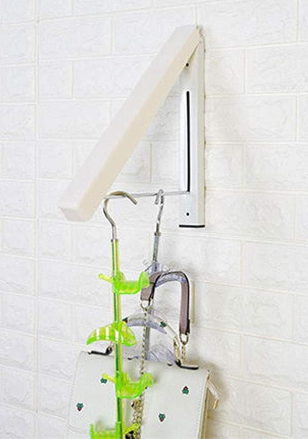 Foldable Drying Rack Wall Mounted Laundry Hanger Plastic Rounded Corners Laundry Racks for Laundry Room,Dryer Room, Home, Offices(White)