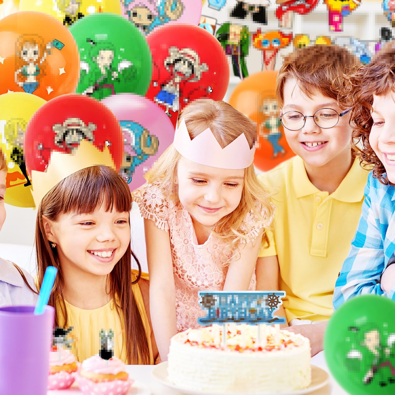 One Piece Birthday Decorations Set, 34 Pieces, One Piece Balloons, Birthday Banner, One Piece Cake Decoration, One Piece Latex Balloon, Cupcake Toppers, Party Accessories for Children'S Birthdays image number 6
