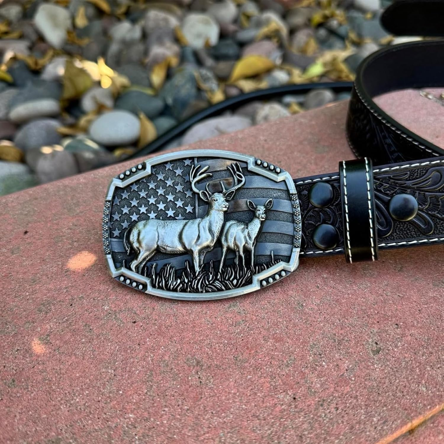LKKLUYIC Western Belt Buckles for Men Cowboy Belt Buckle American Patriotic Belt Buckles Deer image number 1