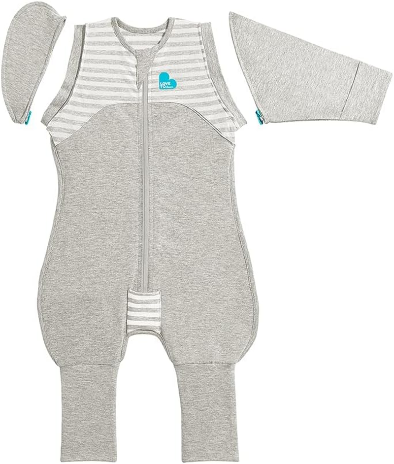Love to Dream Swaddle up Transition Suit, Baby Swaddle, Unique Self-Soothing Sleeves Design, Zip-Off Wings, 1.0TOG All Seasons Wearable Blanket, Medium (3-6 Months), Grey image number 1
