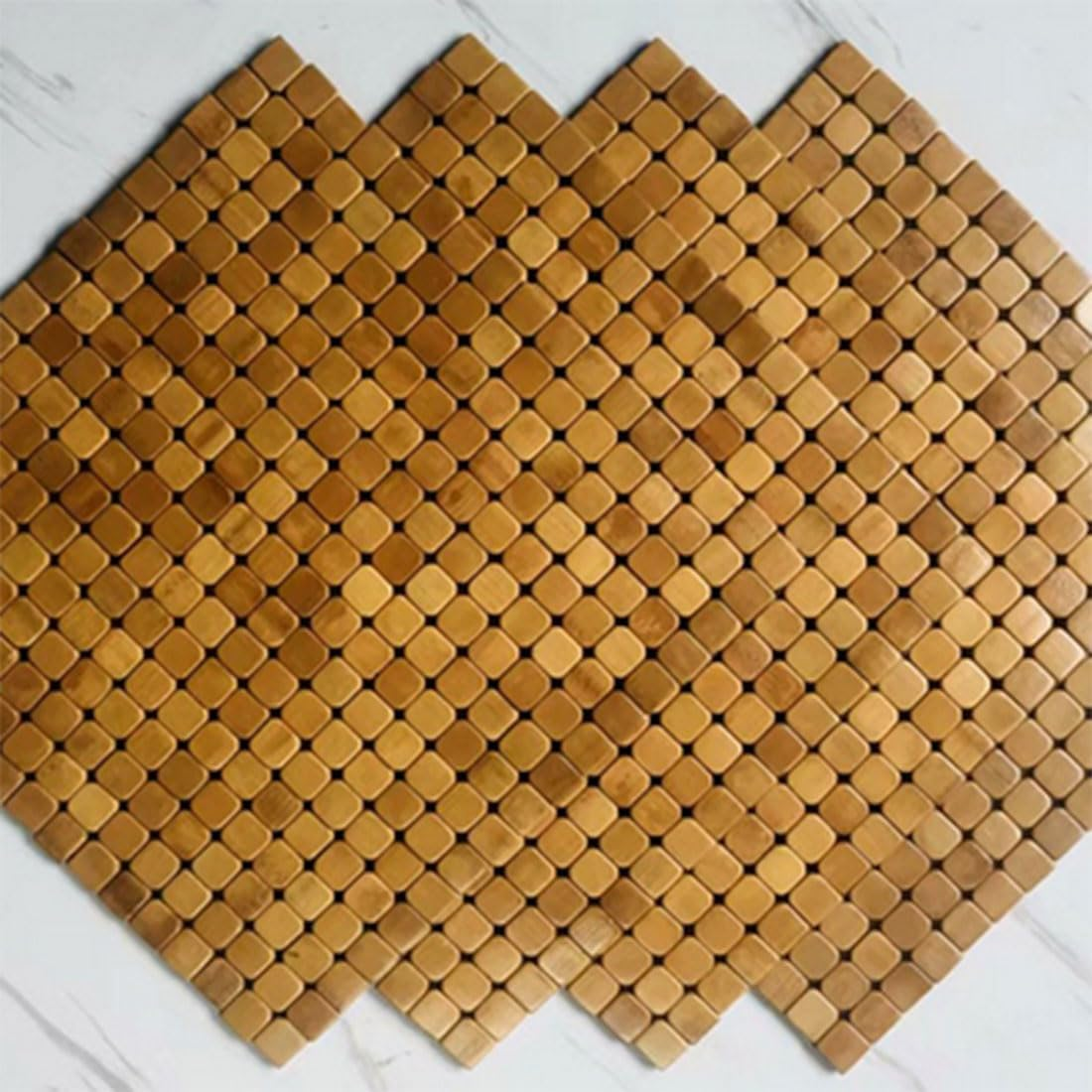 QUHUOYAO Bamboo Cushion, Cool and Breathable Sofa Cushion, Bamboo Seat Cushions Summer Chair Cushion Car Seat Pad, Natural Wood Beaded Seat Cover Pad Mat Comfy Cool Summer Massage Seat 41X41CM image number 6