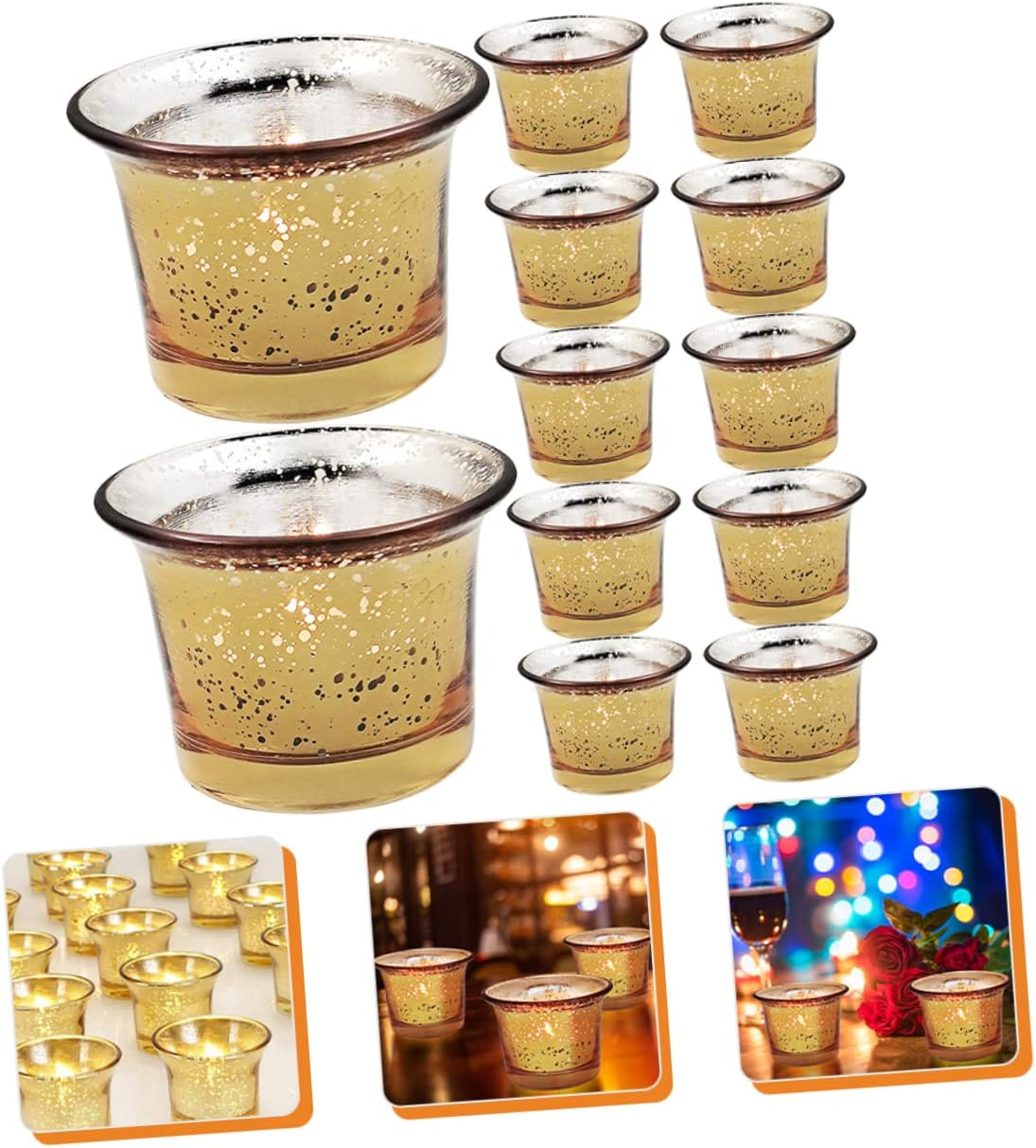 OSALADI 12Pcs Candlestick Cup Glass Holder Multi-Use Decorative Candle Cups for DIY Tealight Candle Holders Compact image number 6