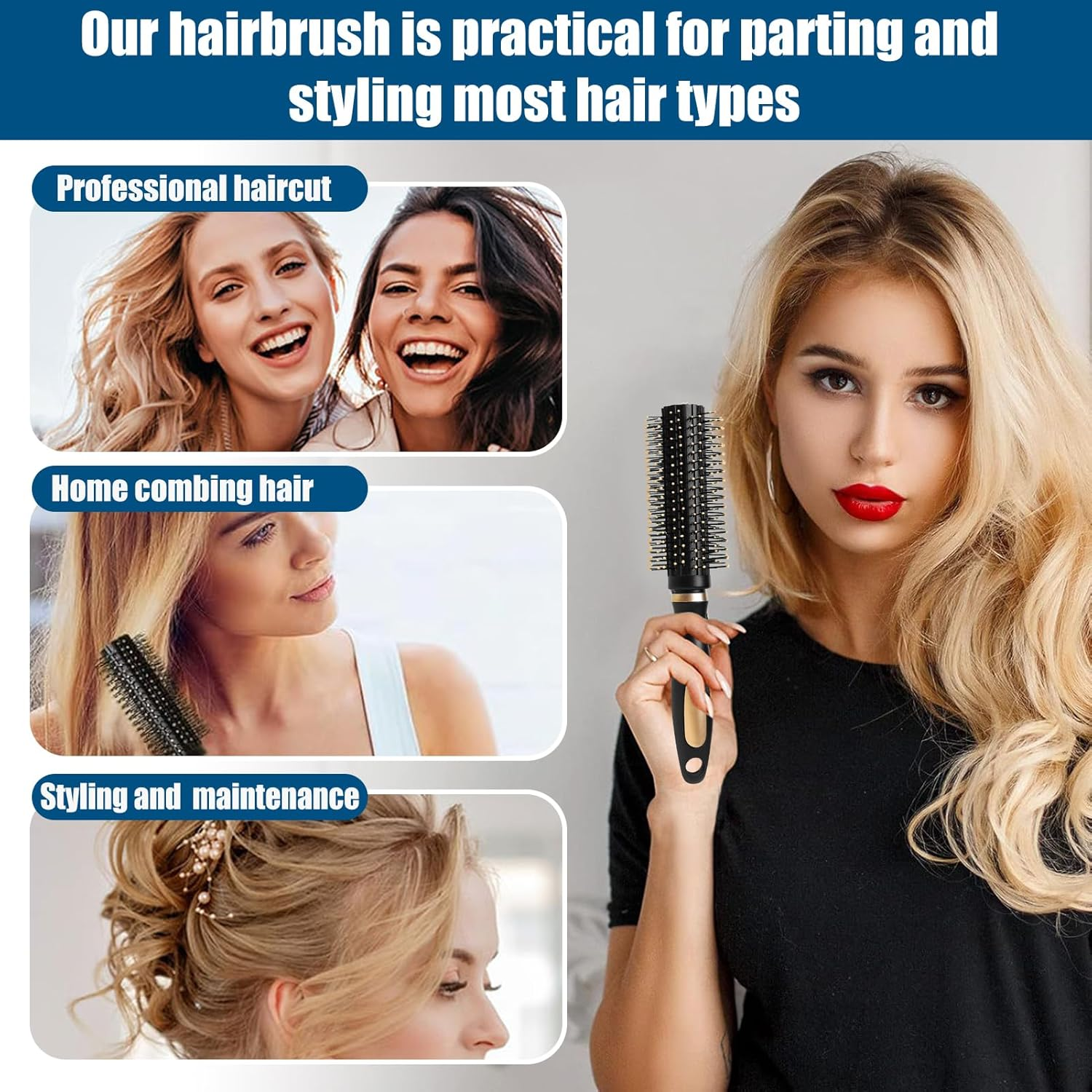 Makloee Hair Brush, round Hair Brush Small Curling Brush Styling Tools for Women Men Kid Professional Curling Hair Drying Styling Straightening and Shine,Smoothing Curly or Wavy Hair Brush image number 2