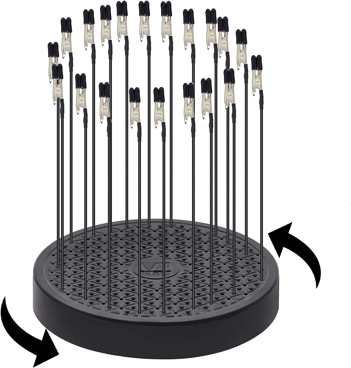 360 Degree Rotation Painting Stand Base Holder and 20 Pack Model Painting Alligator Clip Stick with Rubber Tips for Airbrush Hobby