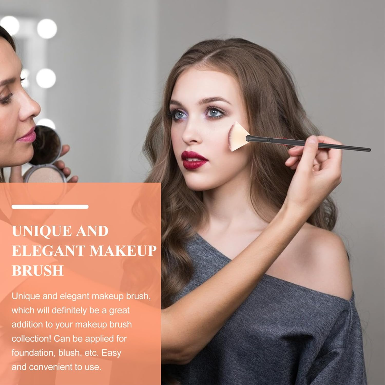 STAHAD 12Pcs Fan Shaped Facial Makeup Brushes Small Black Synthetic Bristles Face Beauty Tool for Mask Application and Skincare Suitable for Travel Use image number 2