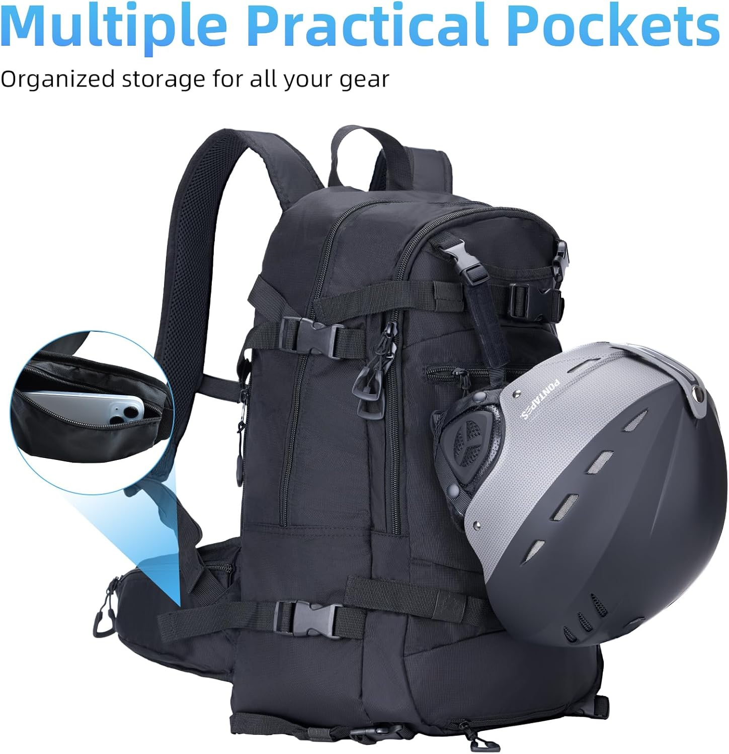 AUMTISC Ski Backpack,25L Lightweight Snowboard Backpack,Hydration Backpack for Skiing,Snowboarding, Hiking,Traveling image number 3