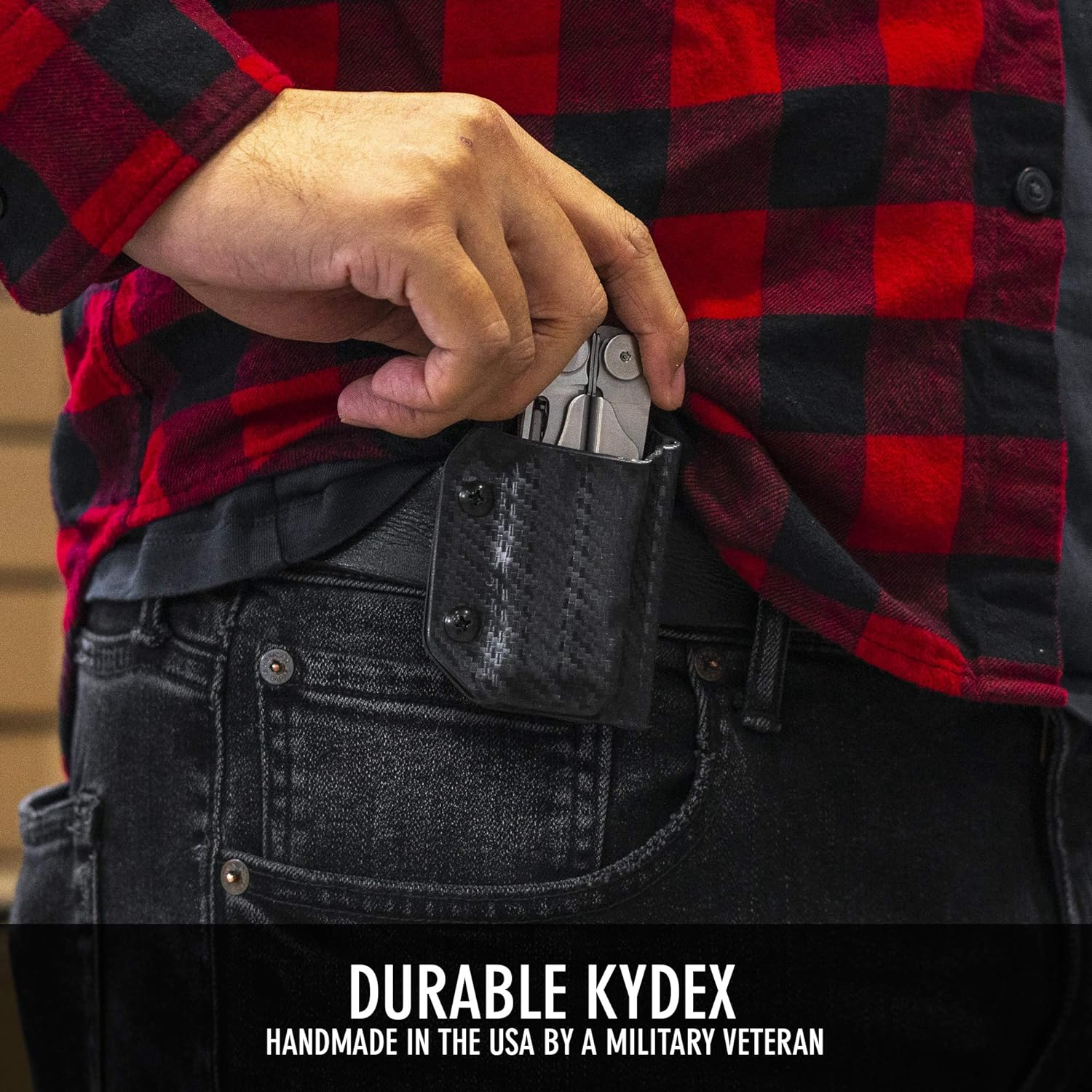 Clip & Carry Kydex Multitool Sheath for LEATHERMAN Wave & Wave + plus - Made in USA - Multi Tool Sheath Holder Cover Belt Pocket Holster - Multi-Tool Not Included image number 5