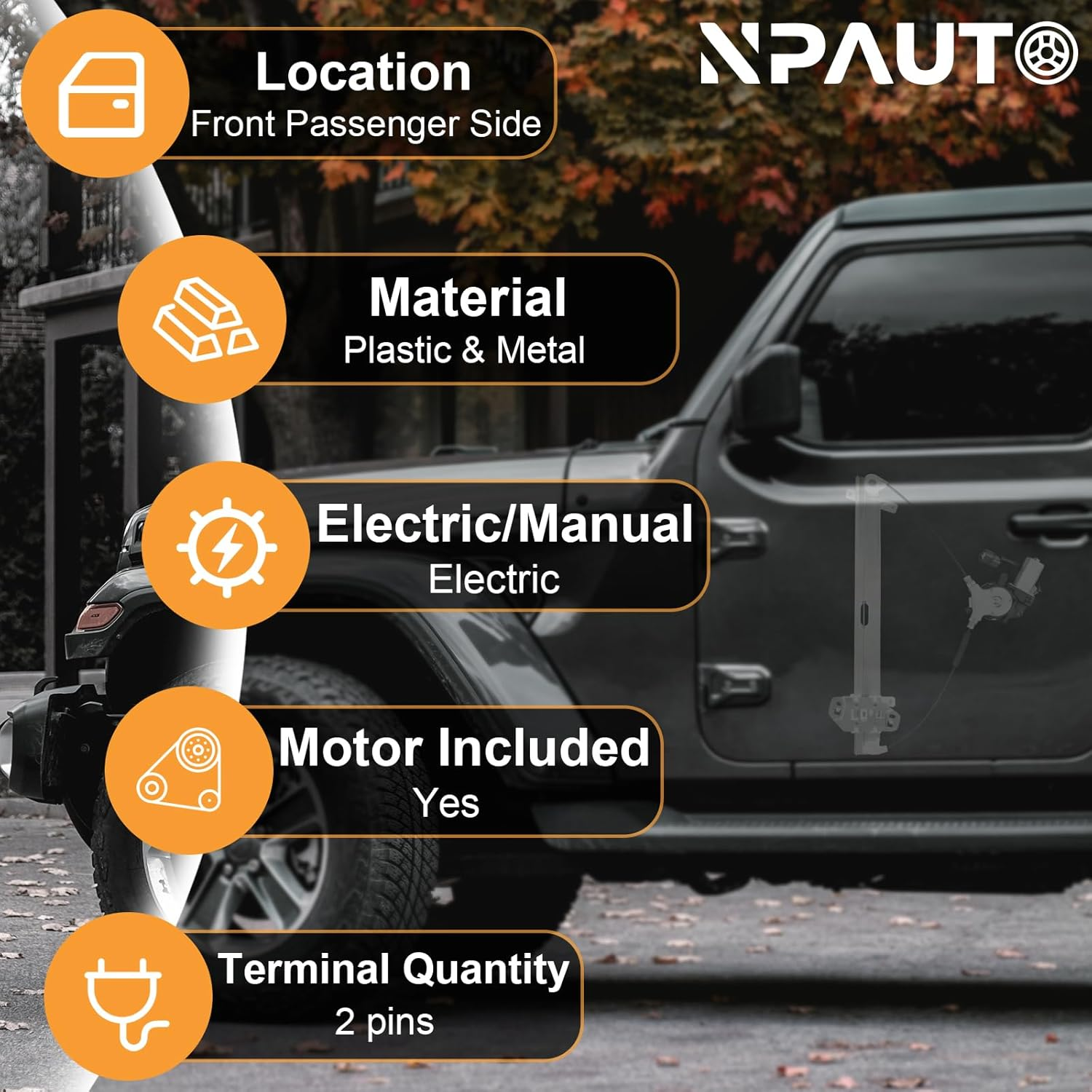 Front Passenger Side Power Window Regulator with Motor Assembly Replacement for Jeep Liberty KJ 2002 2003 2004 2005 2006, Right, 741-527 image number 6