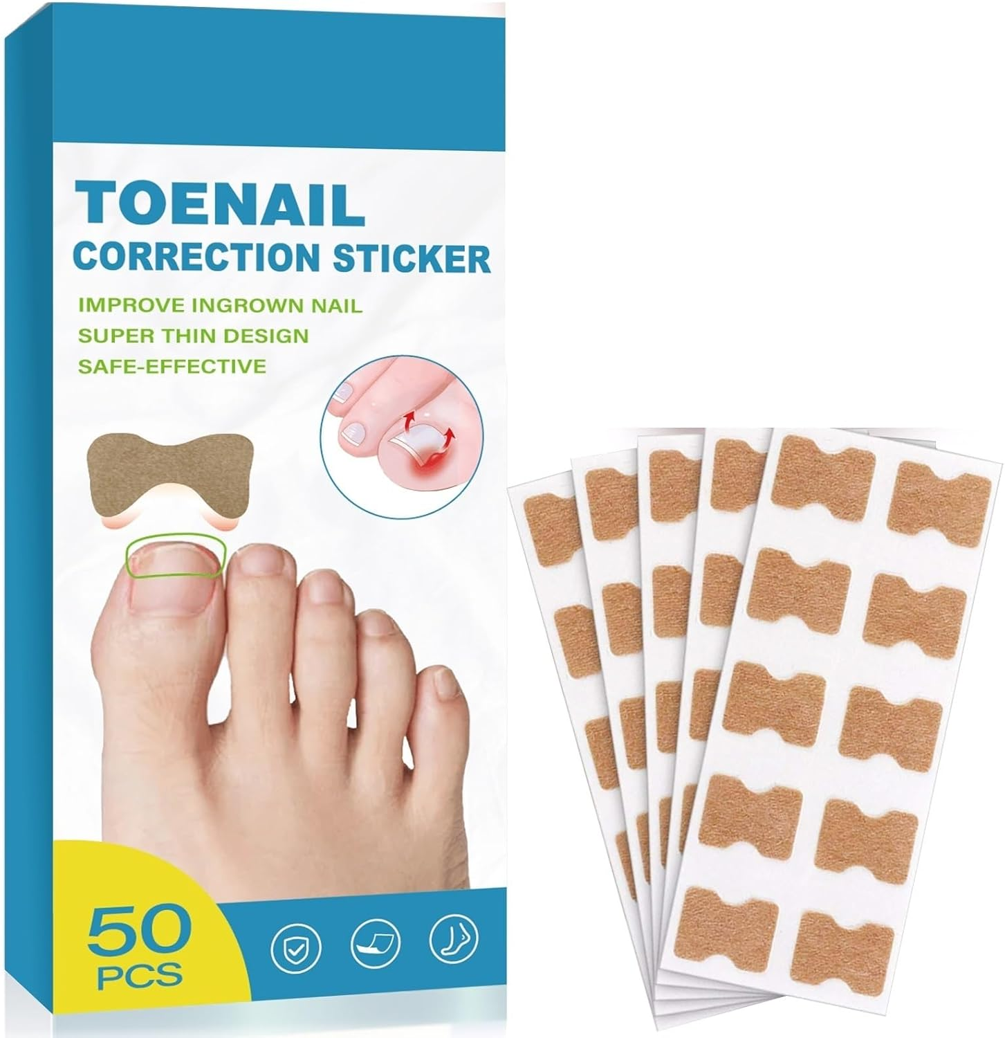 50Pcs Ingrown Toenail Care Strips &ndash; Plant-Based Toenail Support, Rapid Soothing & Comfort Boost, Natural Growth Encouragement, Breathable Design & Easy Application for Daily Use image number 3