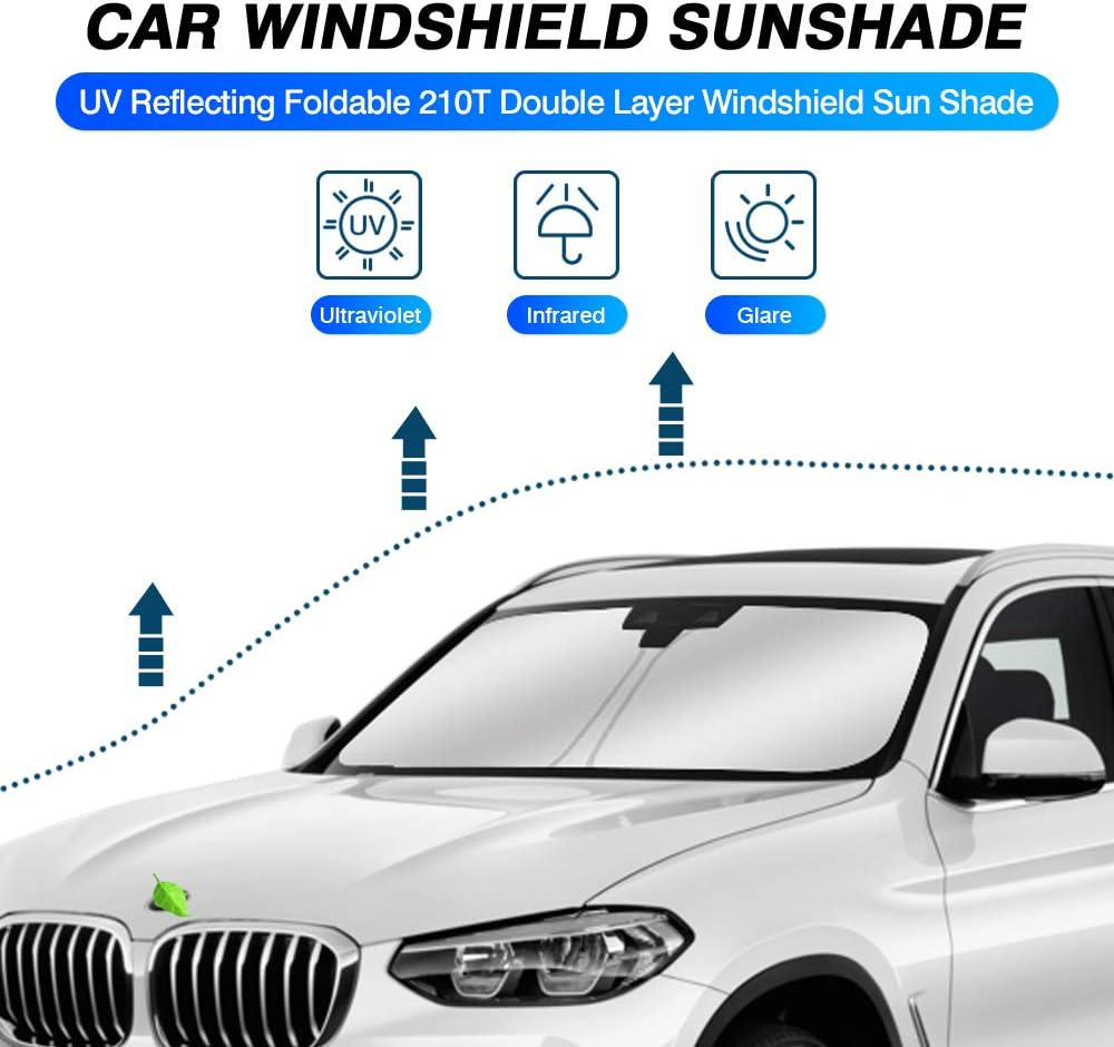 KUST Custom Fit Windshield Sun Shade for 2018-2023 2024 BMW X3 Window Shade Sun Visor Protector Foldable Sunshade Blocks UV Rays Keep Your Car Cooler image number 3