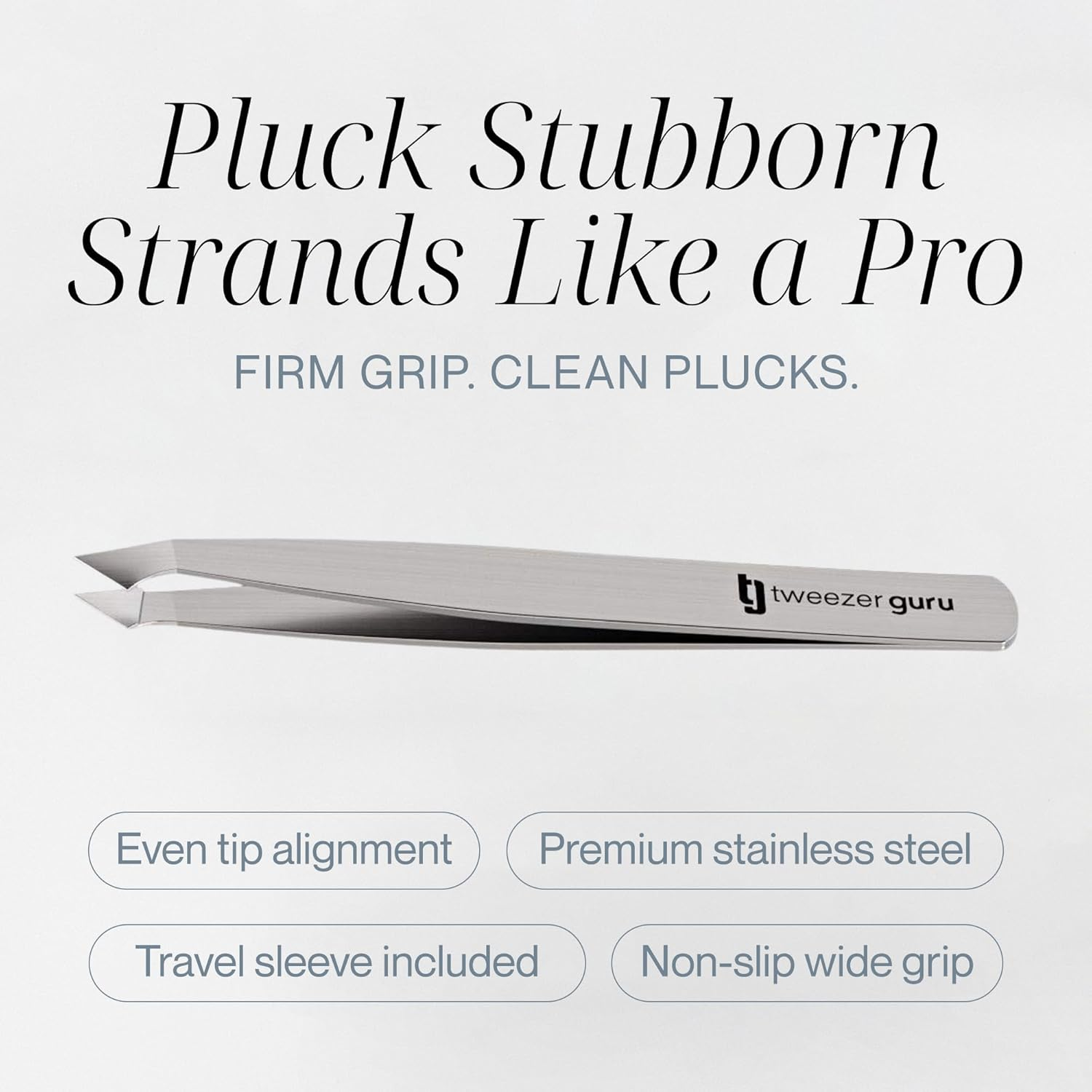 Tweezer Guru Tweezers Set 4-Piece - Stainless Steel Slant Tip and Pointed Eyebrow Tweezer Set - Great Precision for Facial Hair, Ingrown Hair, Splinter, Blackhead and Tick Remover (Silver) image number 5