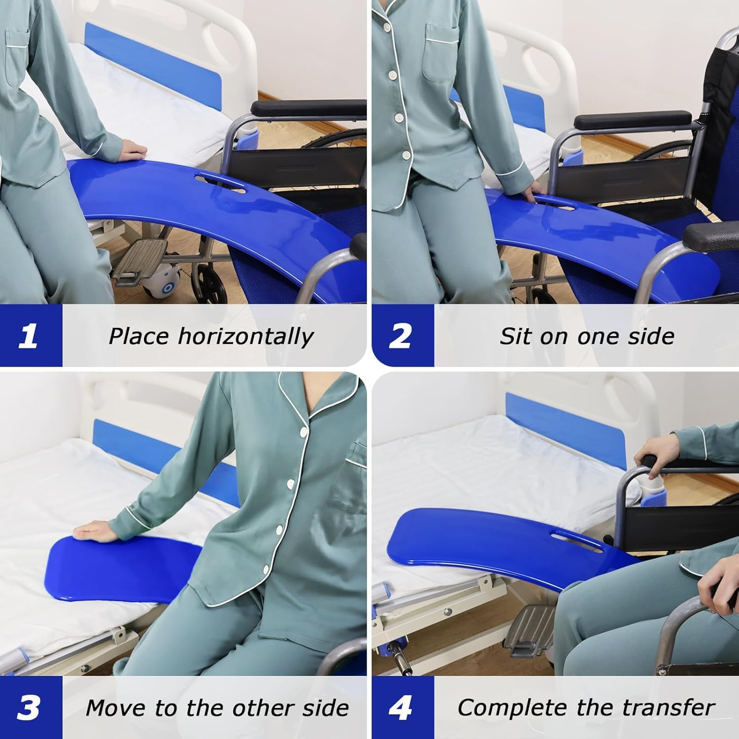 Sliding Transfer Boards Slide Board to Transfer to Wheelchairs, Slide Transfer Assistance Devices for Elderly Slide Boards Hold up to 330 Lbs - Seniors from Bed to Chair,Car,Couch,Toilet (Orange) - Blue image number 3