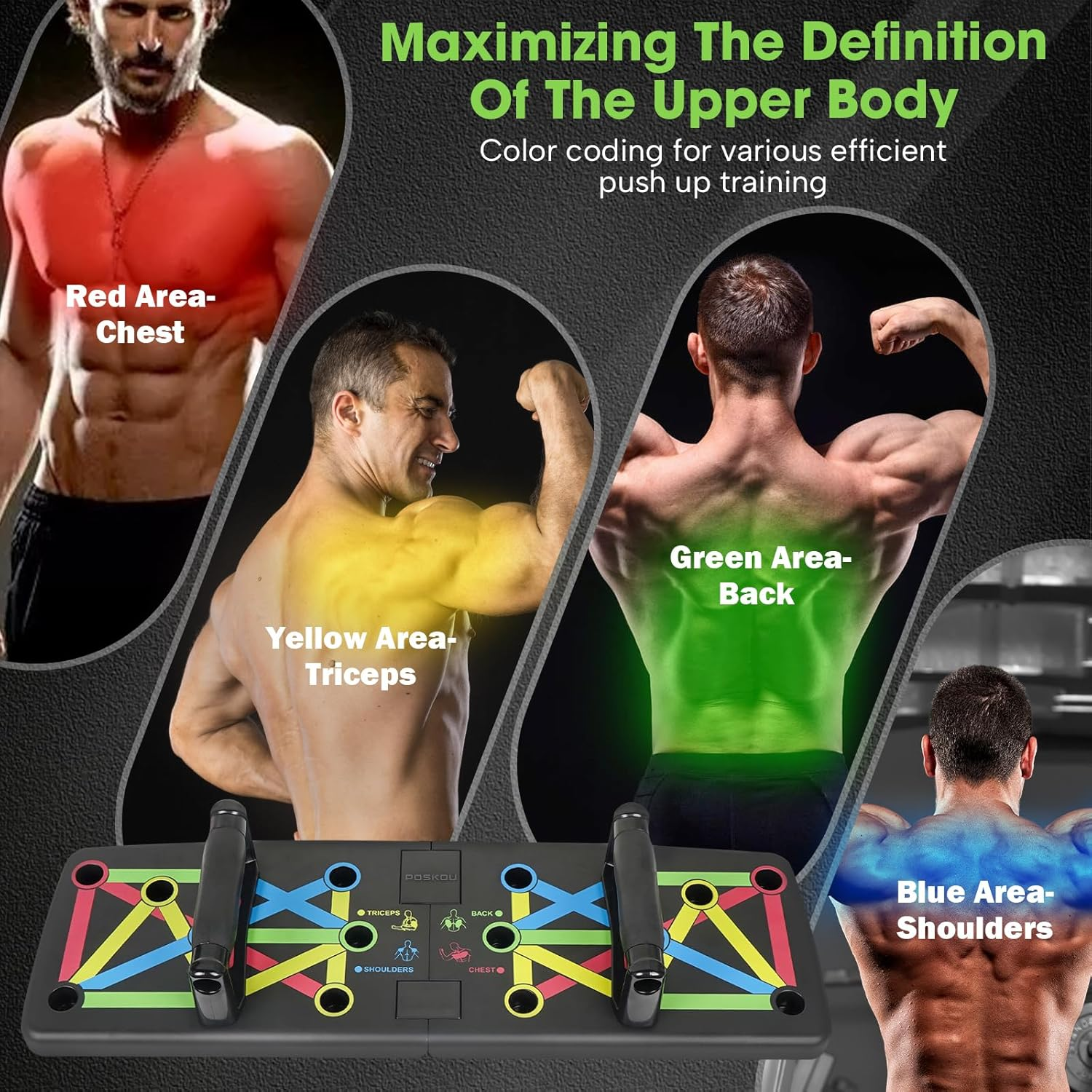 POSKOU Push up Board Pushup Bar Multifunction Push up Handles Exercise Workout Fitness Equipment for Home Gym image number 6