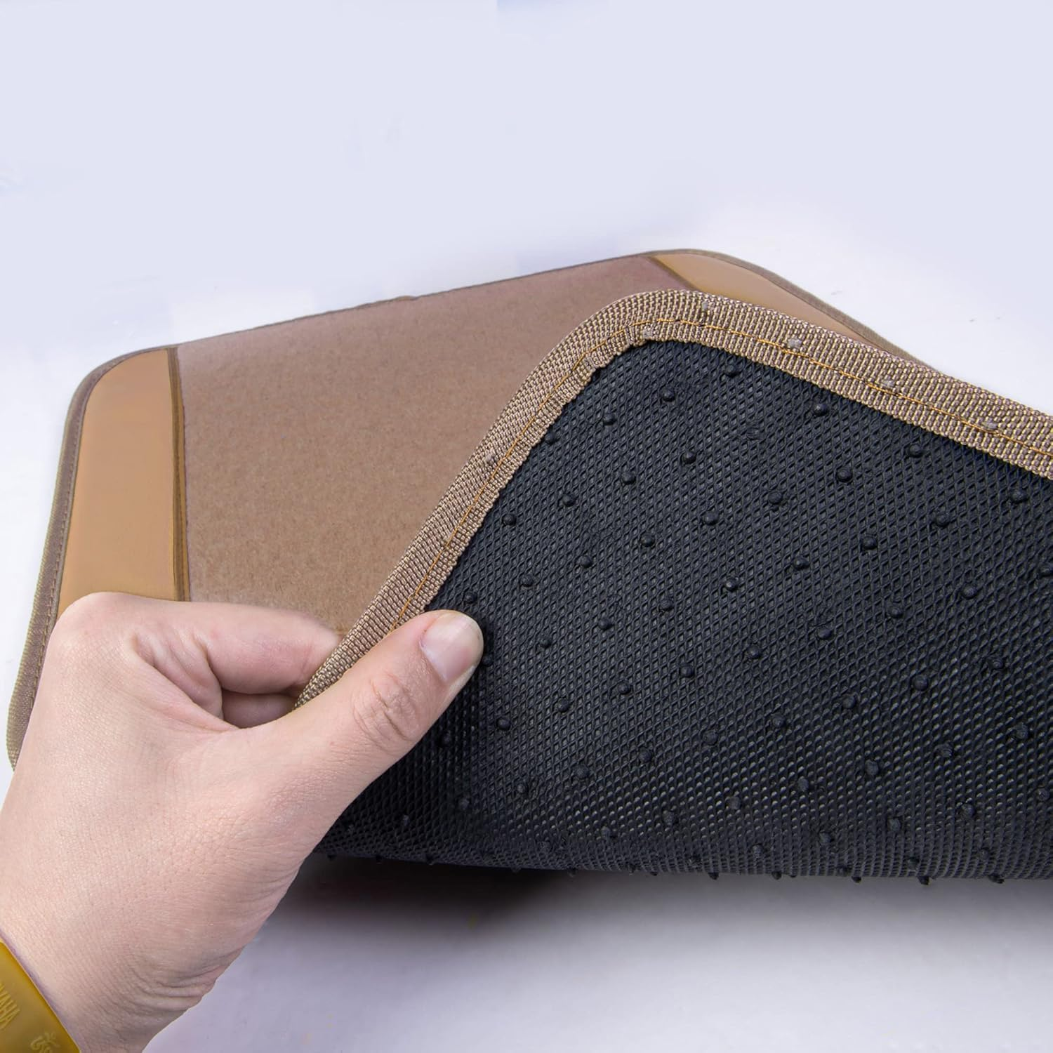 Flying Banner Waterproof Car Floor Mat, Universal Fit Car Mats with Driver Heel Pad, Leather Car Carpet, Anti-Slip Nibbed Backing (All Beige) - Blue image number 7