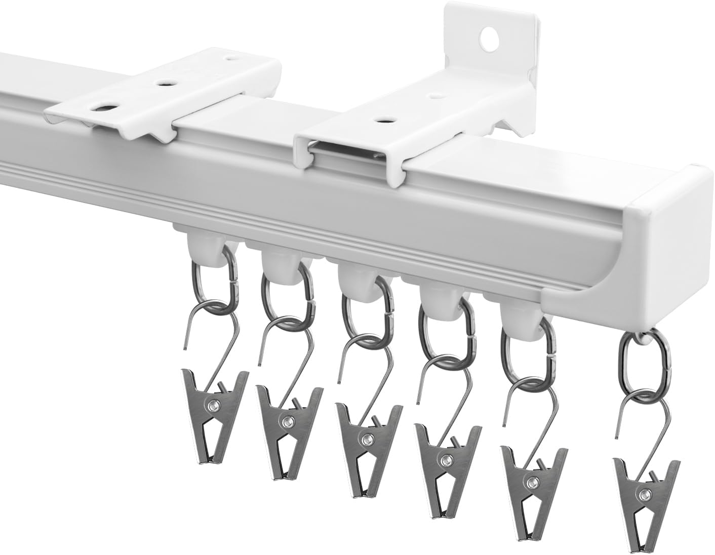 Hoeflife Curtain Track Ceiling Mount Heavy Duty Sliding Curtains Tracks Rails Rod System Room Divider with Clips 6-9Ft White image number 4